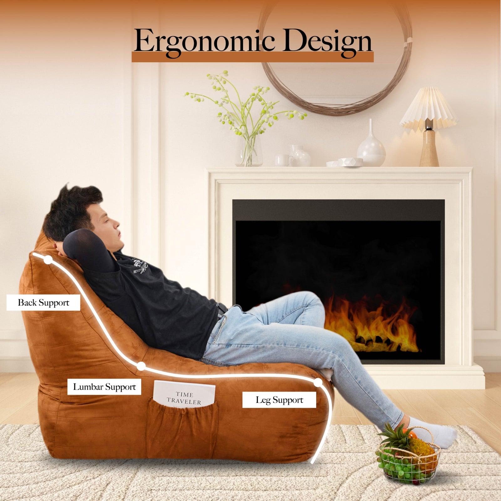 Furnipuzzle Cozy Lazy Sofa Bean Bag Chair Big Comfy Chair for Bedroom Living Room