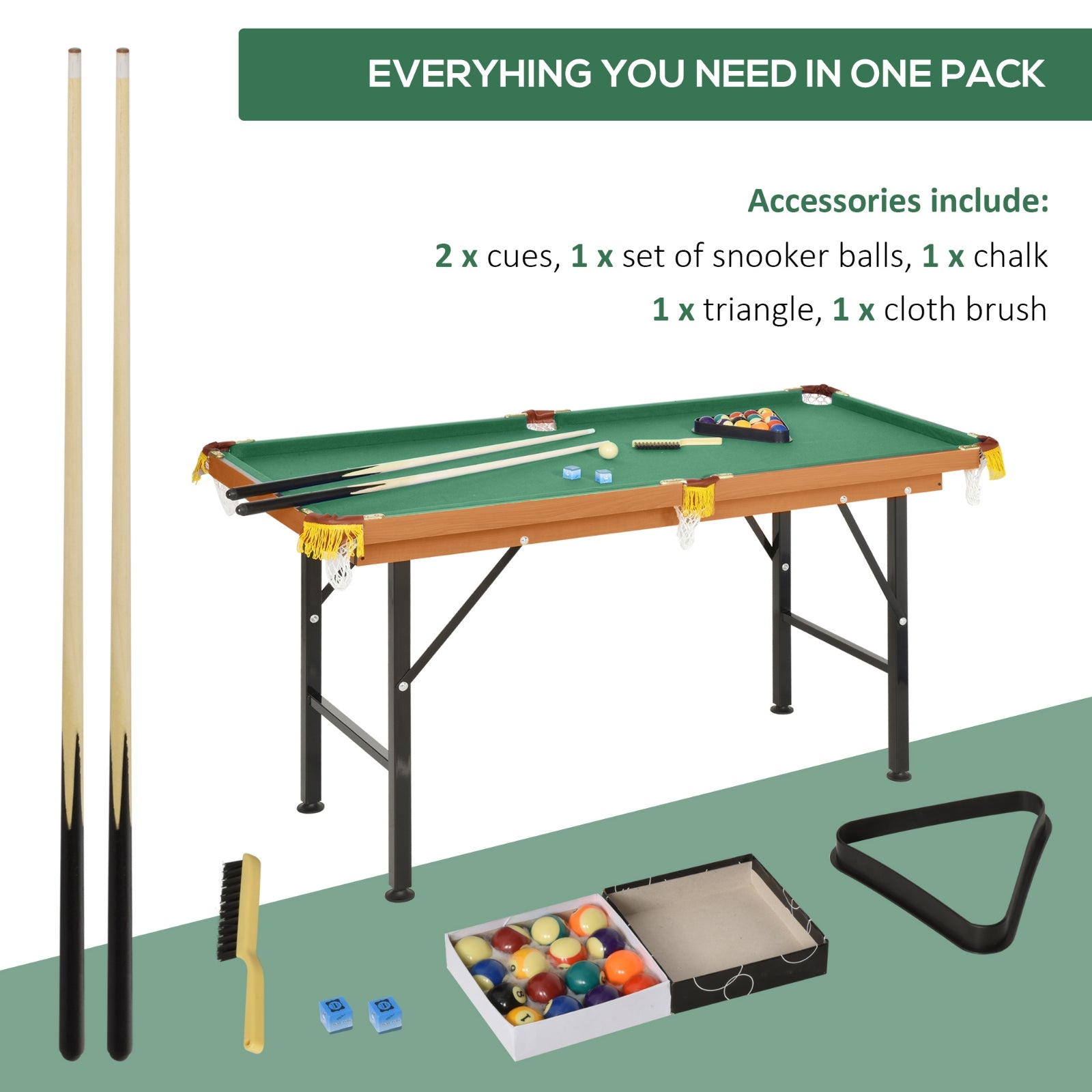 Furnipuzzle Fun Indoor Mini Pool Table - Green MDF Design for Living Room and Game Room Use