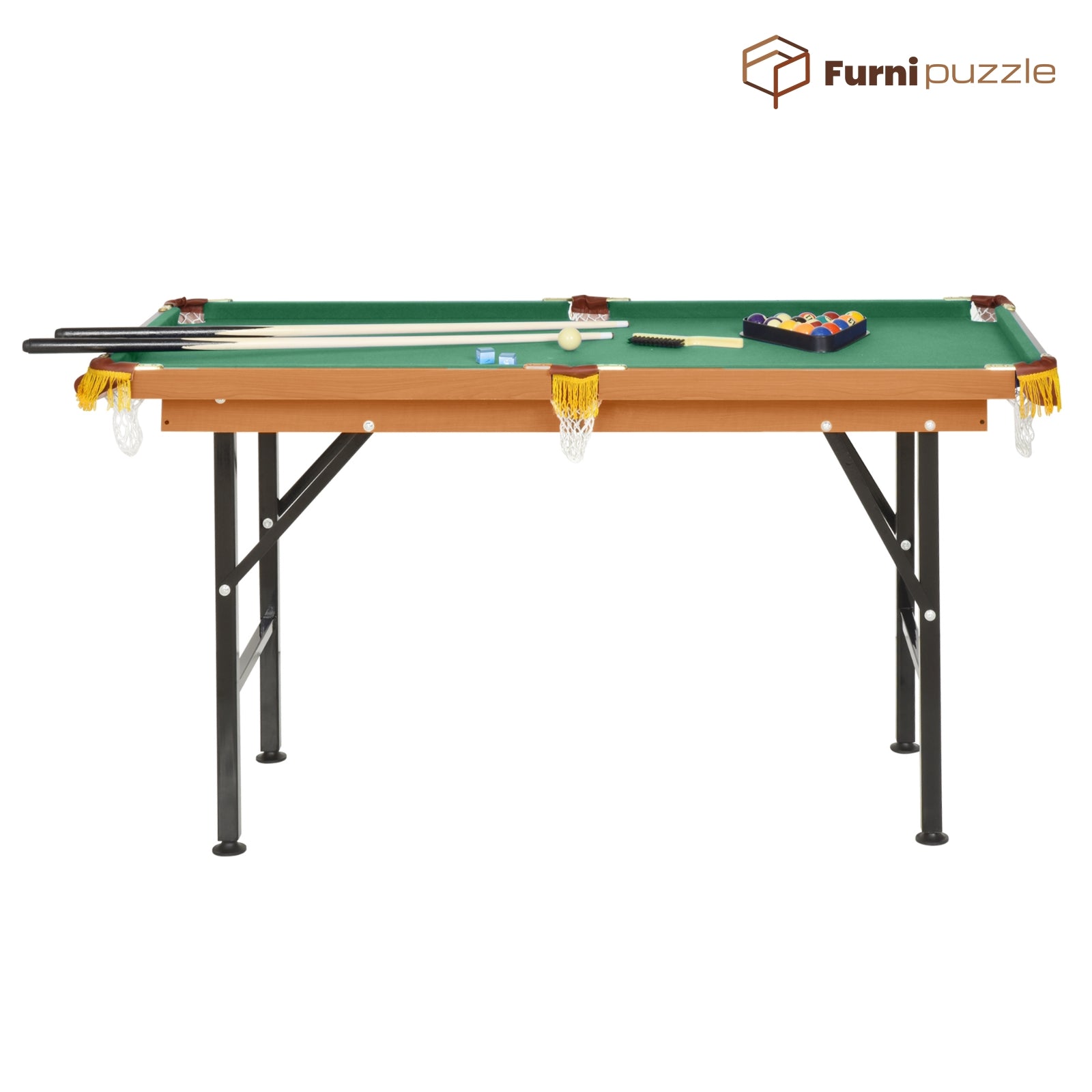 Furnipuzzle Fun Indoor Mini Pool Table - Green MDF Design for Living Room and Game Room Use