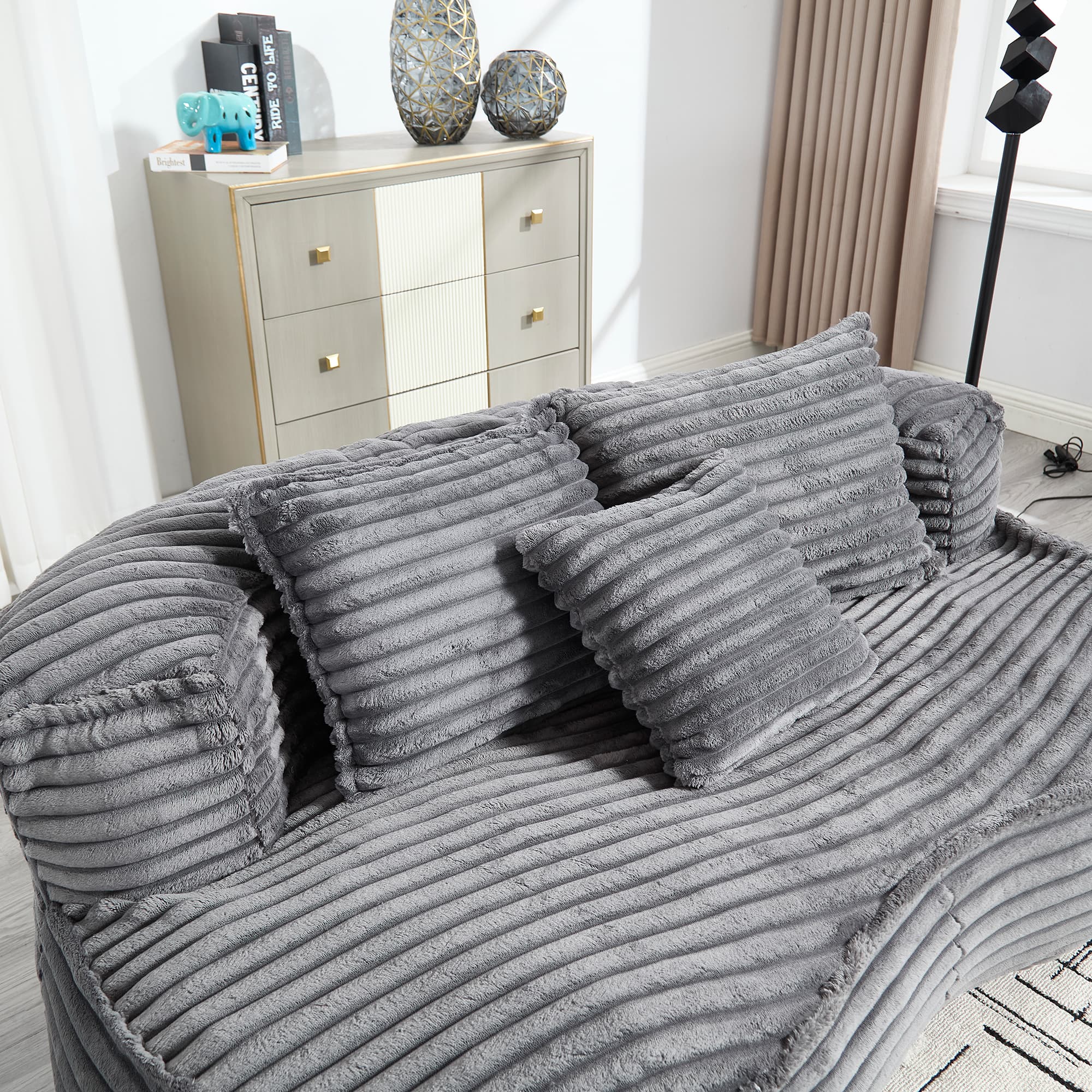 Modern Lazy Bean Bag Sofa Lounger Chair with 3 Pillows for Adults & Kids