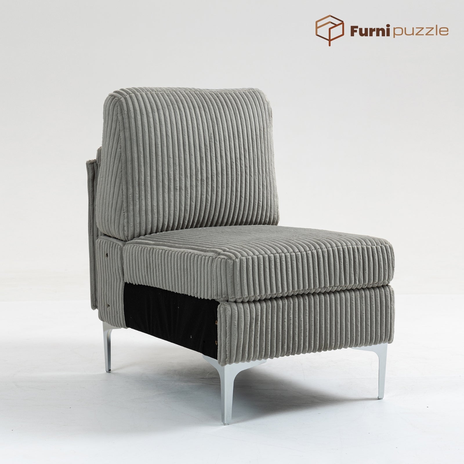 Furnipuzzle Corduroy Armless Modular Sofa - Modern Minimalist Style