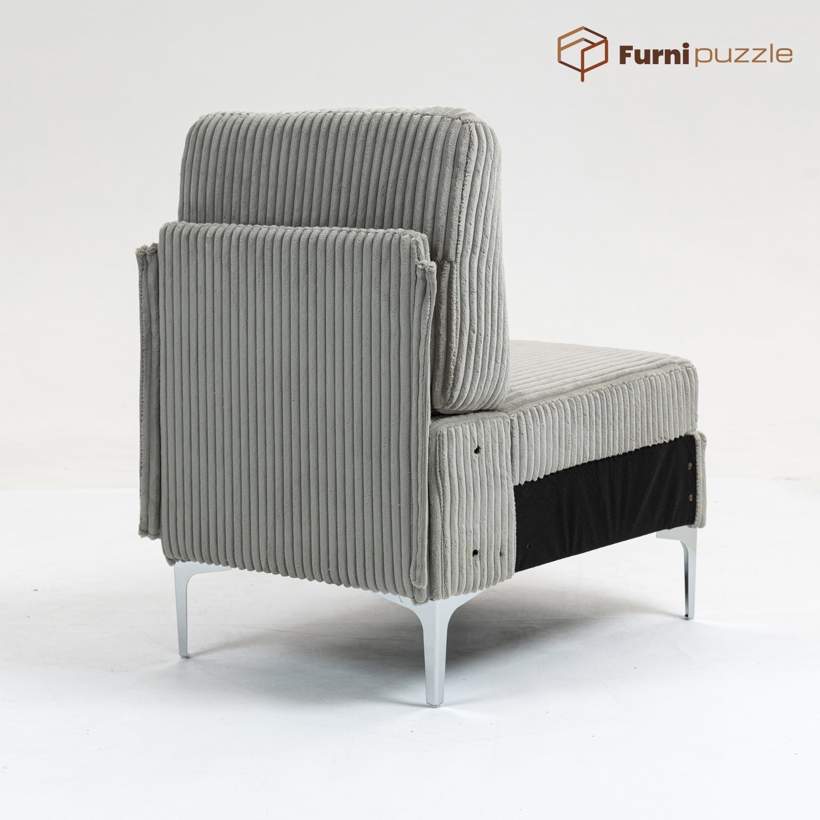 Furnipuzzle Corduroy Armless Modular Sofa - Modern Minimalist Style