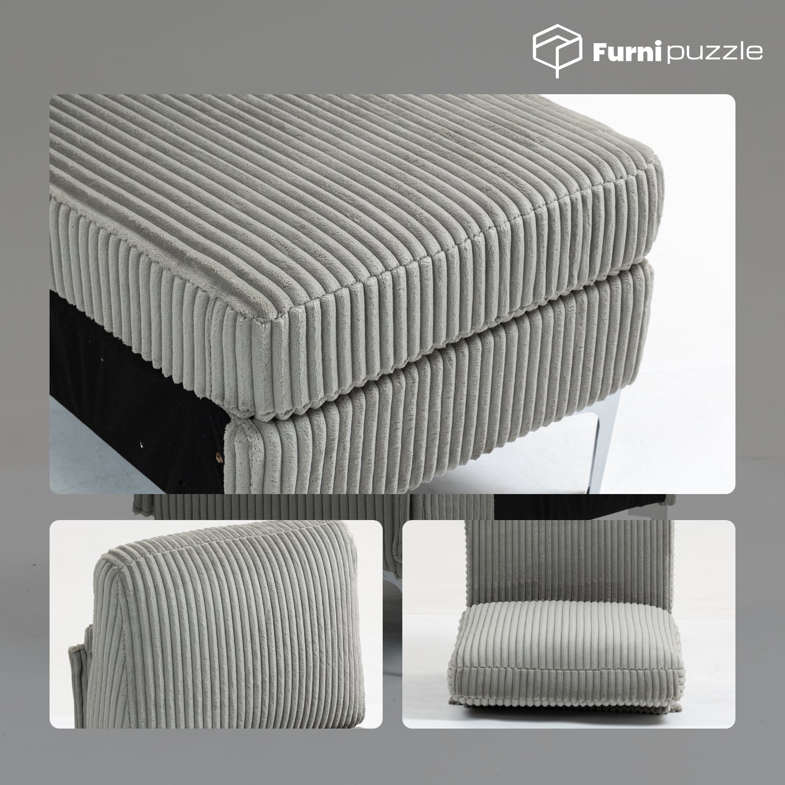Furnipuzzle Corduroy Armless Modular Sofa - Modern Minimalist Style