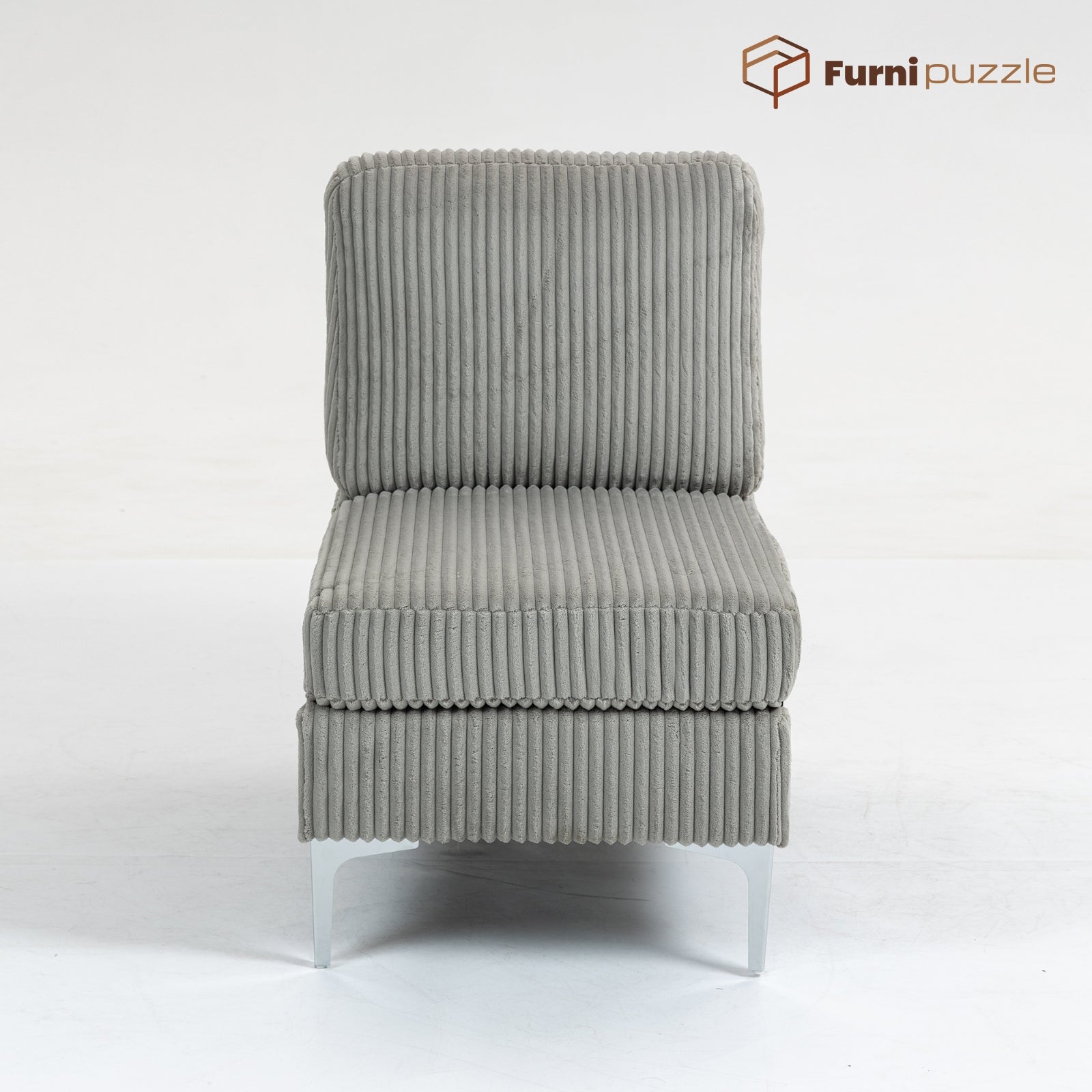 Furnipuzzle Corduroy Armless Modular Sofa - Modern Minimalist Style