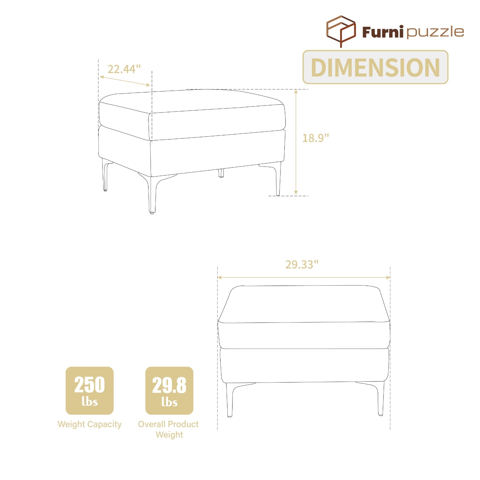 Furnipuzzle Corduroy Armless Modular Sofa - Modern Minimalist Style
