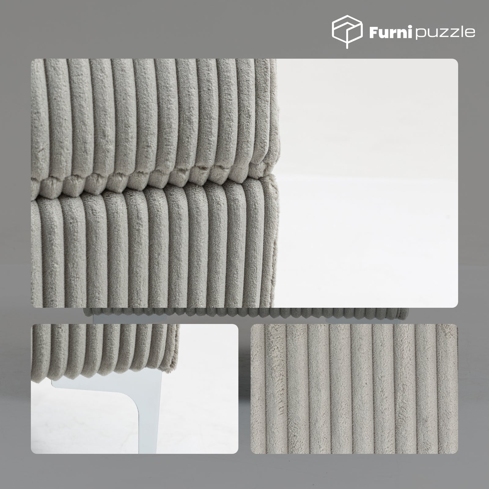 Furnipuzzle Corduroy Armless Modular Sofa - Modern Minimalist Style
