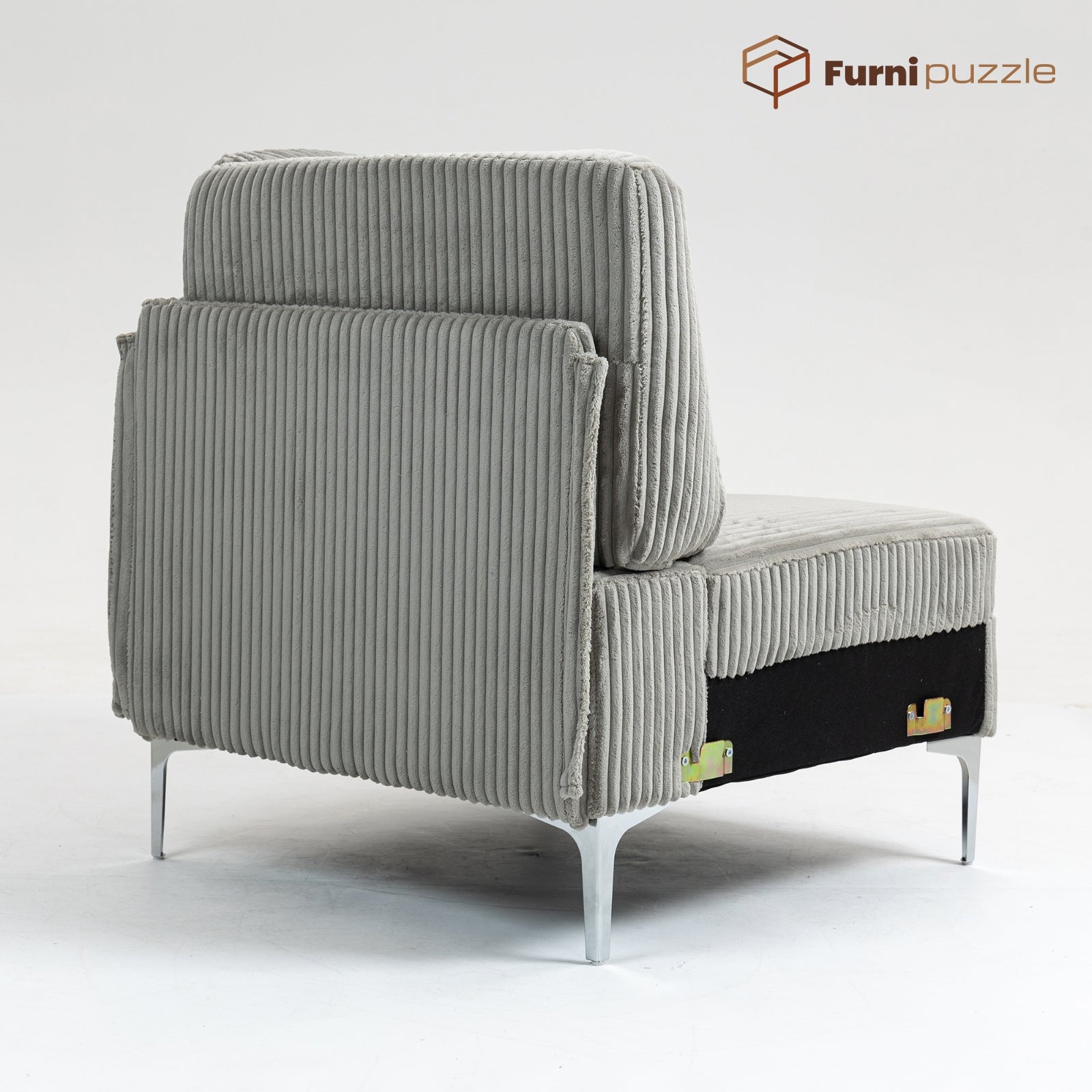 Furnipuzzle Corduroy Armless Modular Sofa - Modern Minimalist Style