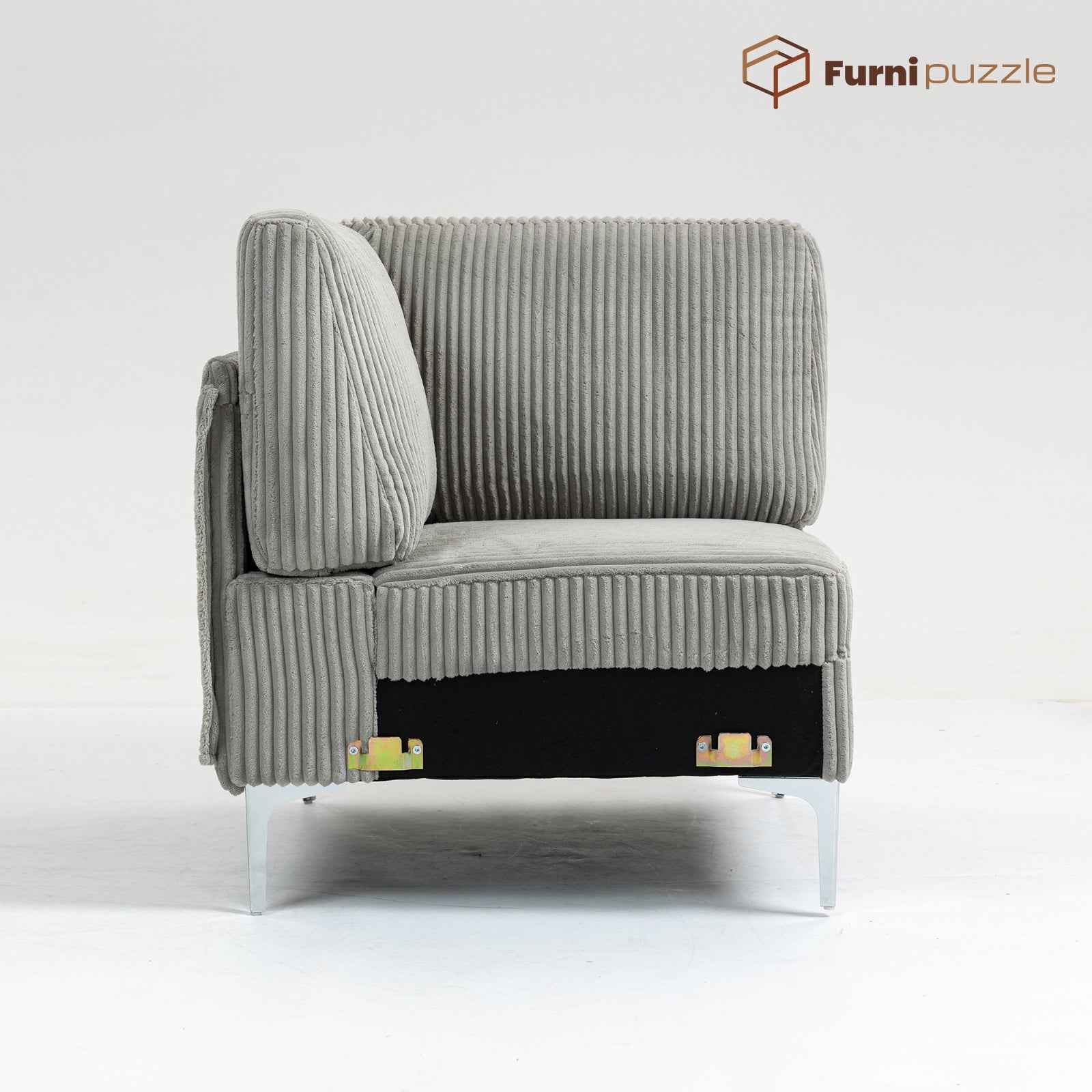Furnipuzzle Corduroy Armless Modular Sofa - Modern Minimalist Style