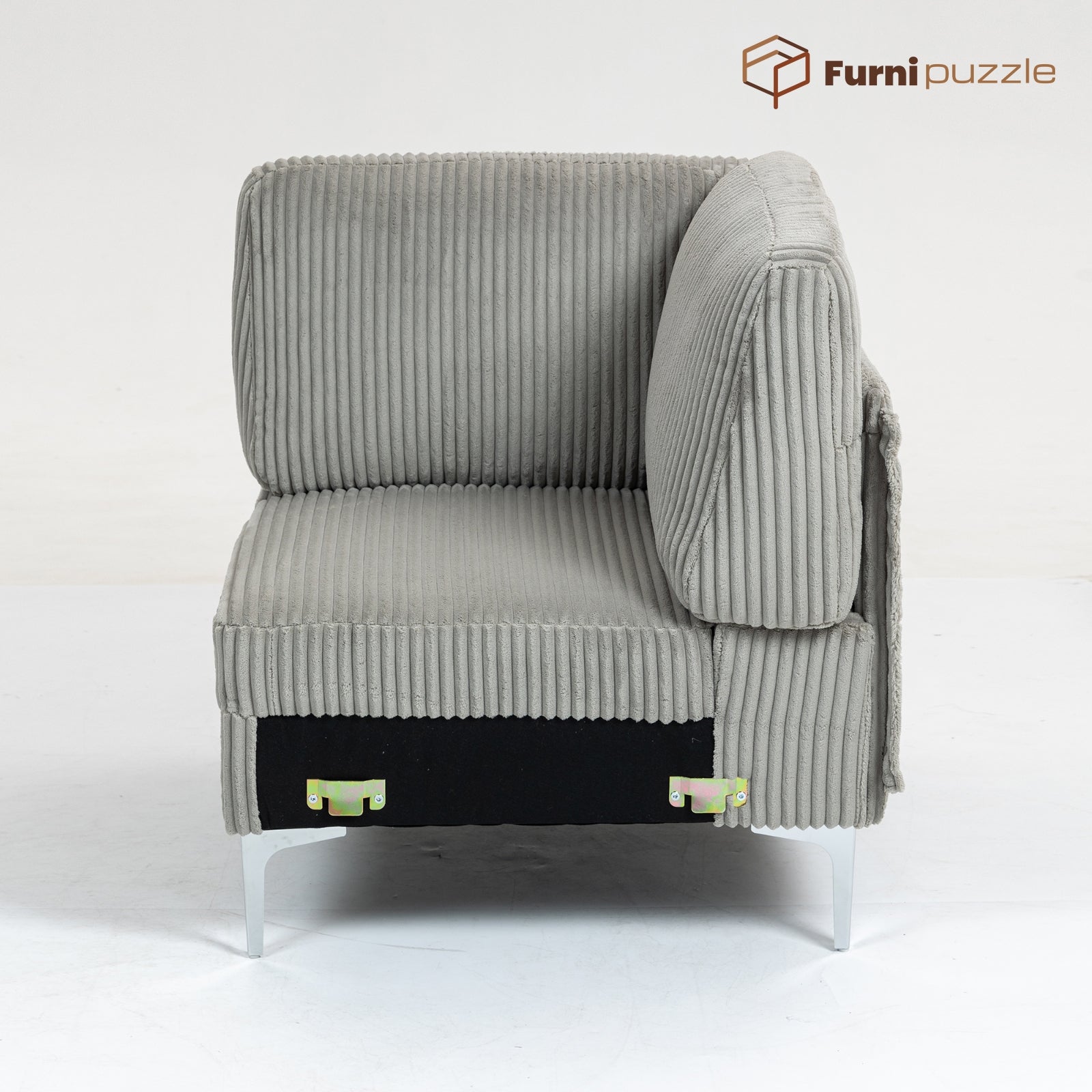 Furnipuzzle Corduroy Armless Modular Sofa - Modern Minimalist Style