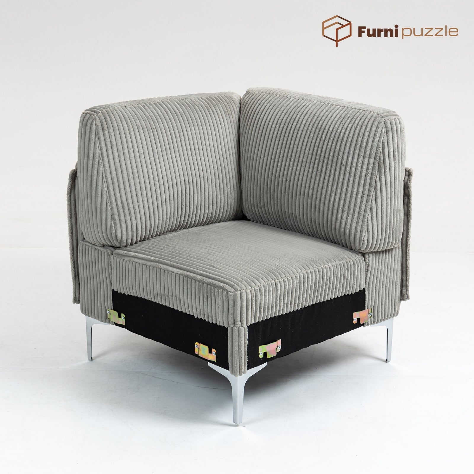 Furnipuzzle Corduroy Armless Modular Sofa - Modern Minimalist Style