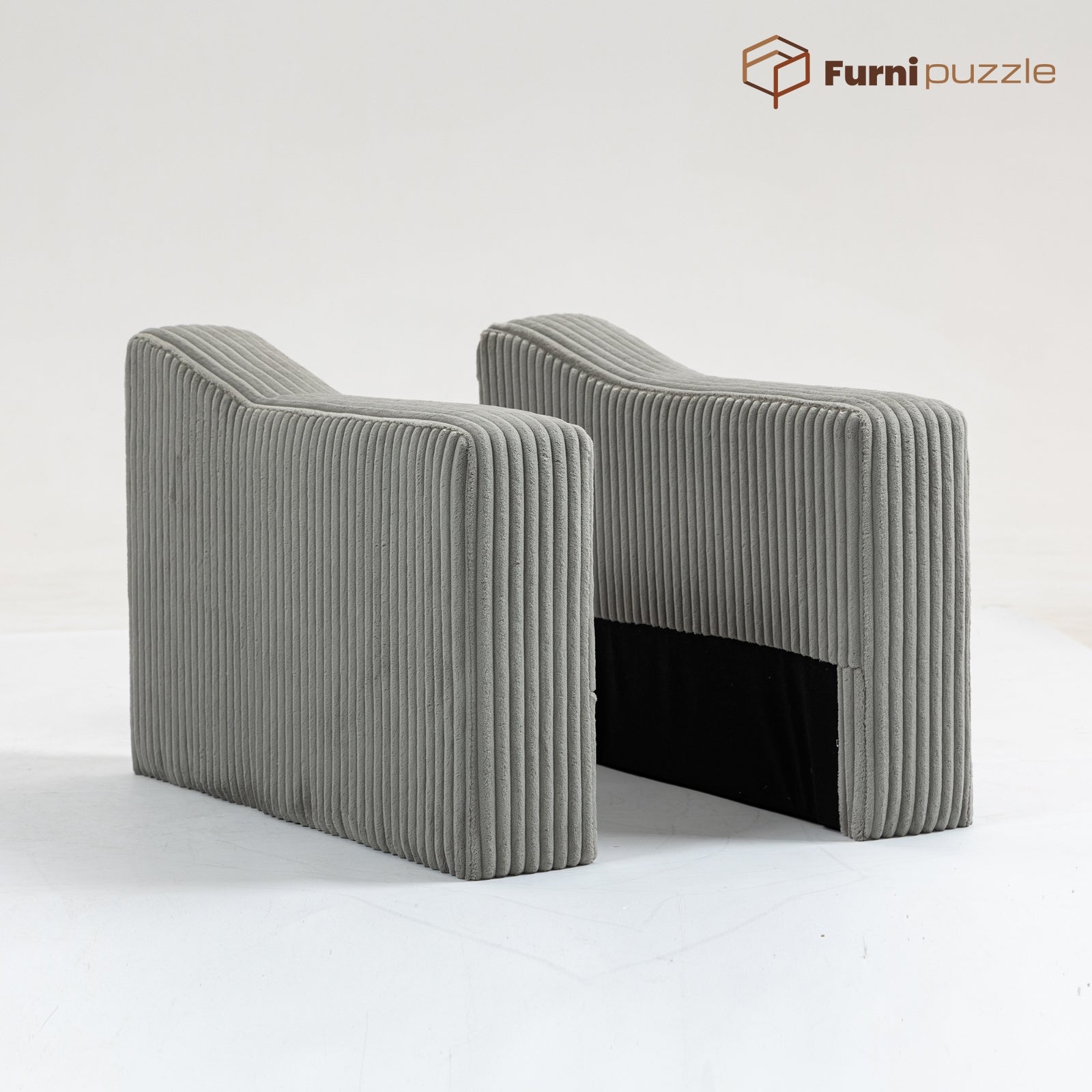 Furnipuzzle Corduroy Armless Modular Sofa - Modern Minimalist Style