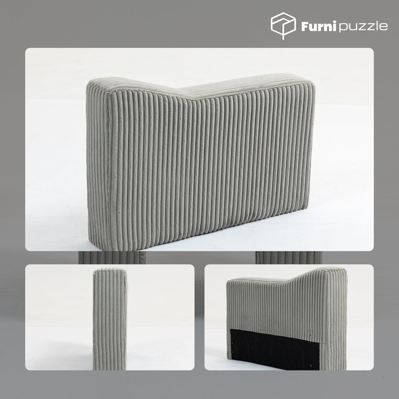 Furnipuzzle Corduroy Armless Modular Sofa - Modern Minimalist Style