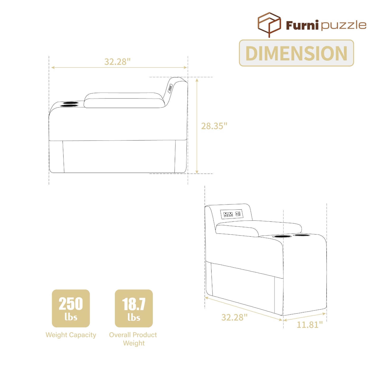 Furnipuzzle Corduroy Armless Modular Sofa - Modern Minimalist Style