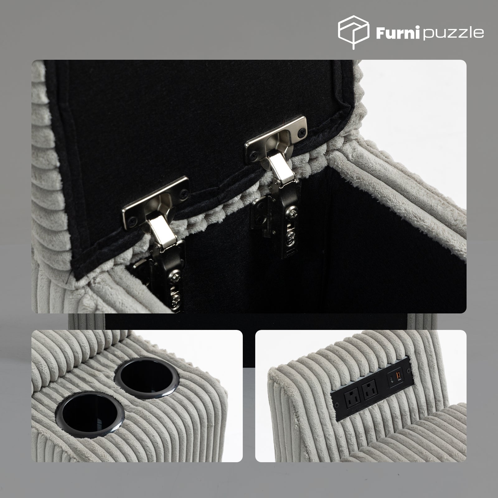 Furnipuzzle Corduroy Armless Modular Sofa - Modern Minimalist Style