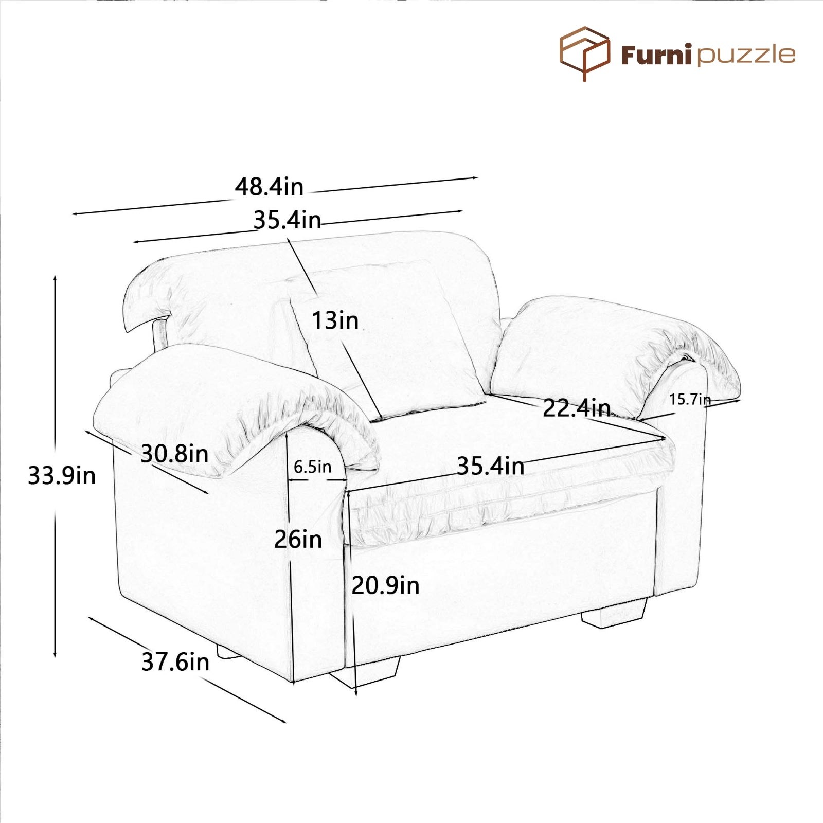 Furnipuzzle Velvet Armless Modular Sofa with Storage and Ottoman