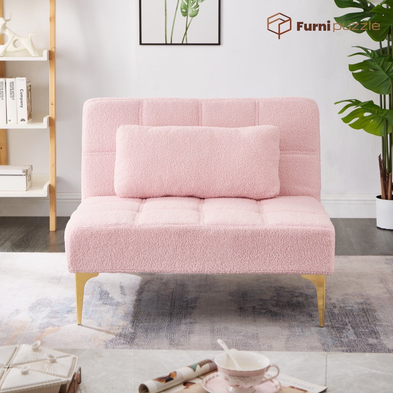 Furnipuzzle Teddy Velvet Armless Modular Sofa - Transformable Design