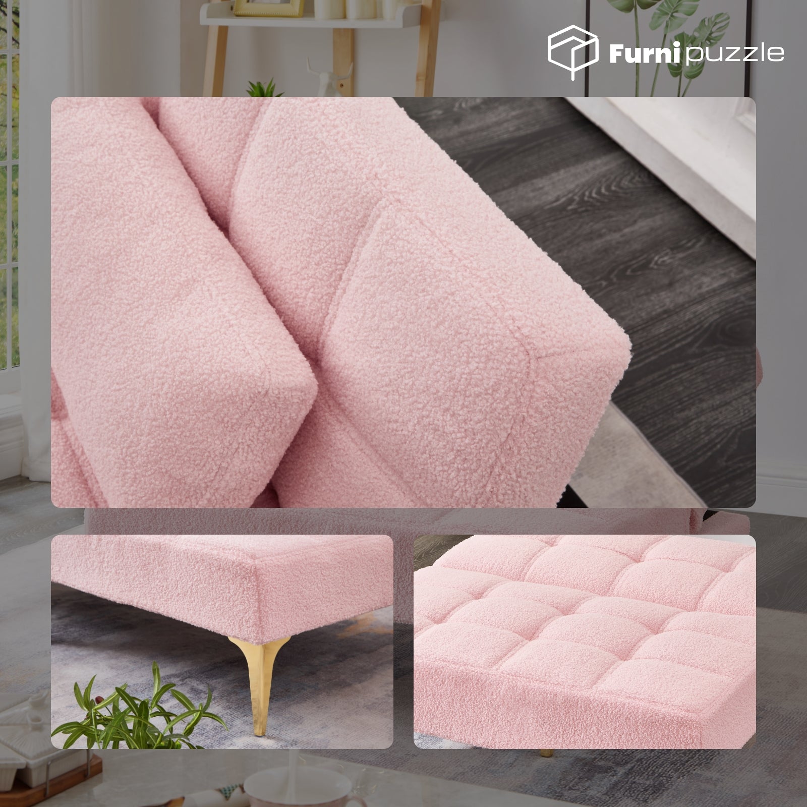 Furnipuzzle Teddy Velvet Armless Modular Sofa - Transformable Design