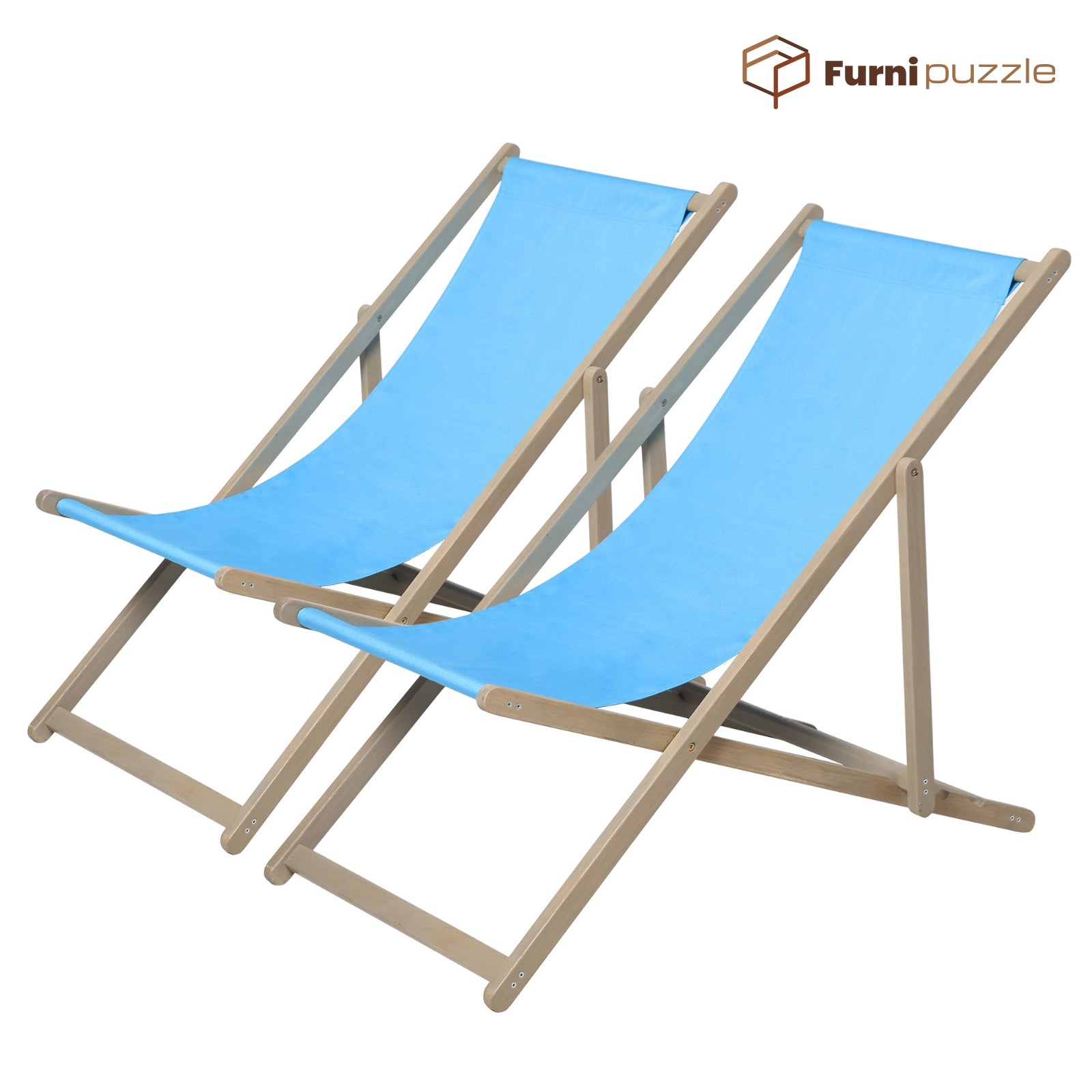 Furnipuzzle Folding Chairs Beach Patio Lounge Chair Set of 2