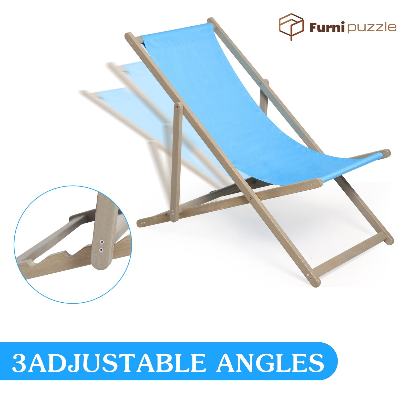 Furnipuzzle Folding Chairs Beach Patio Lounge Chair Set of 2