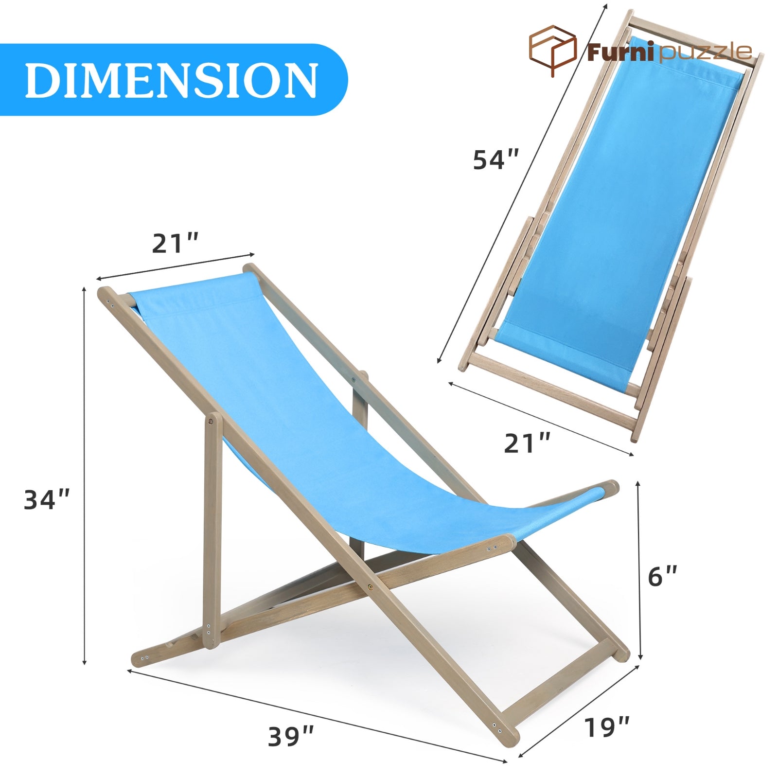 Furnipuzzle Folding Chairs Beach Patio Lounge Chair Set of 2