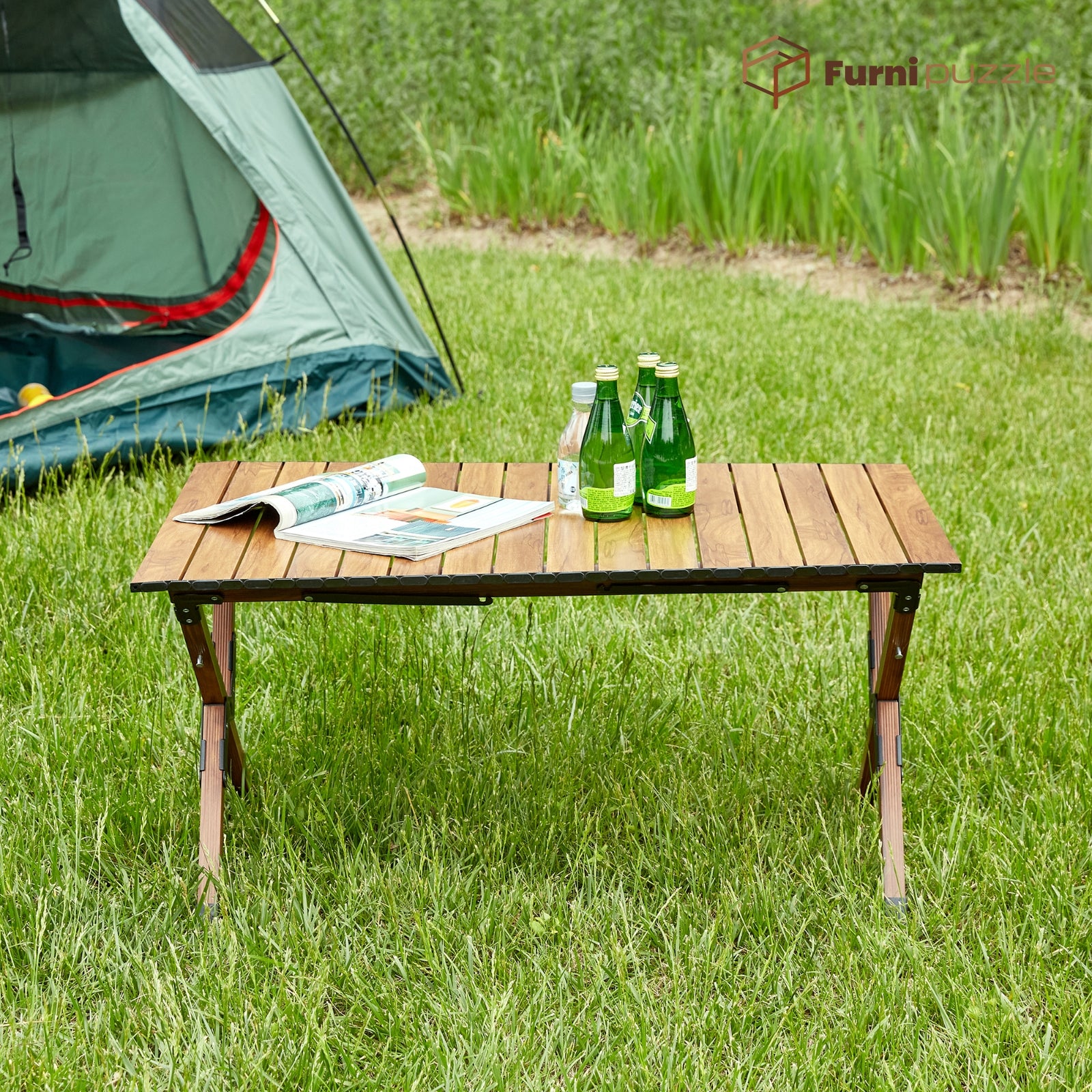 Furnipuzzle Folding Picnic Table Picnic Aluminum Portable Outdoor Table