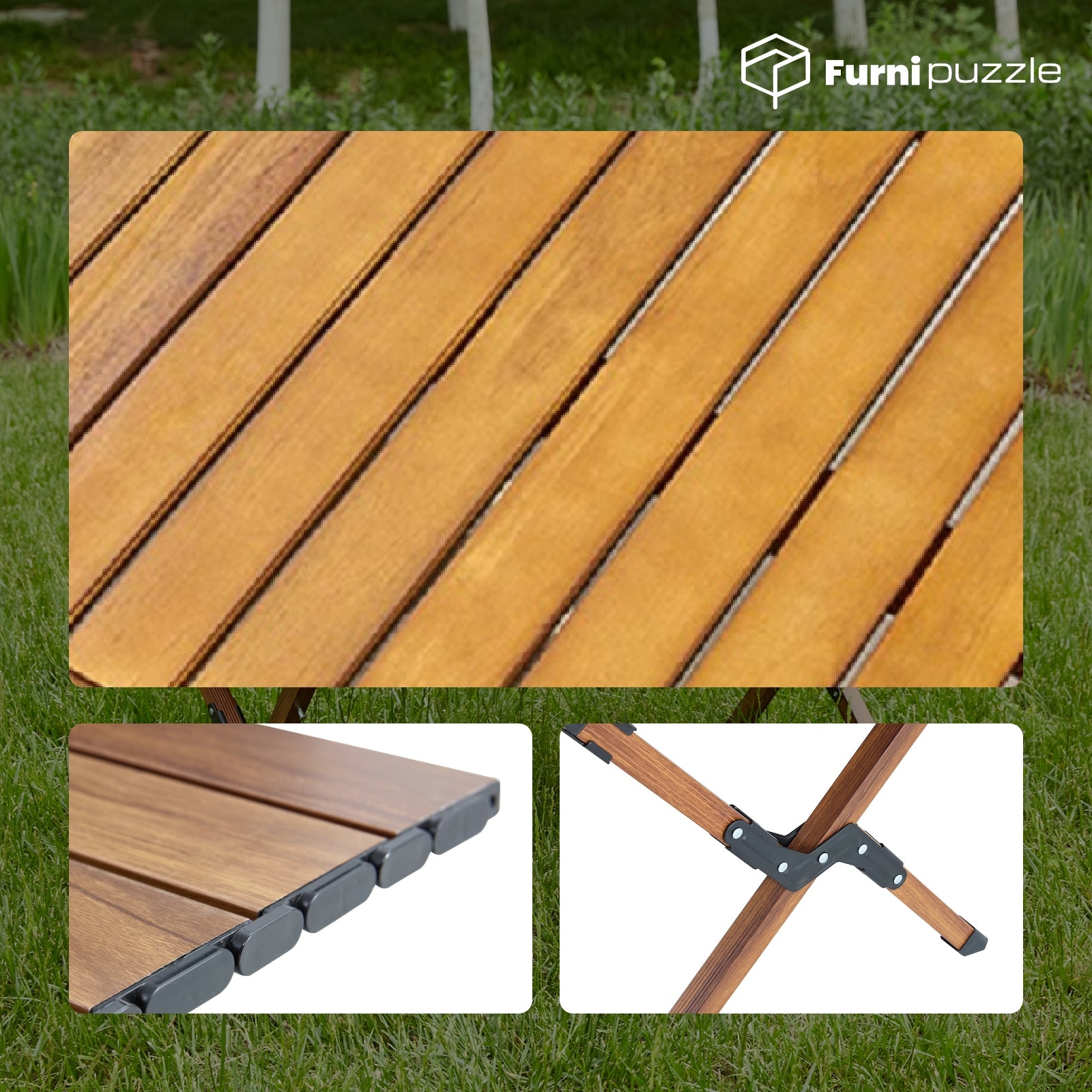 Furnipuzzle Folding Picnic Table Picnic Aluminum Portable Outdoor Table