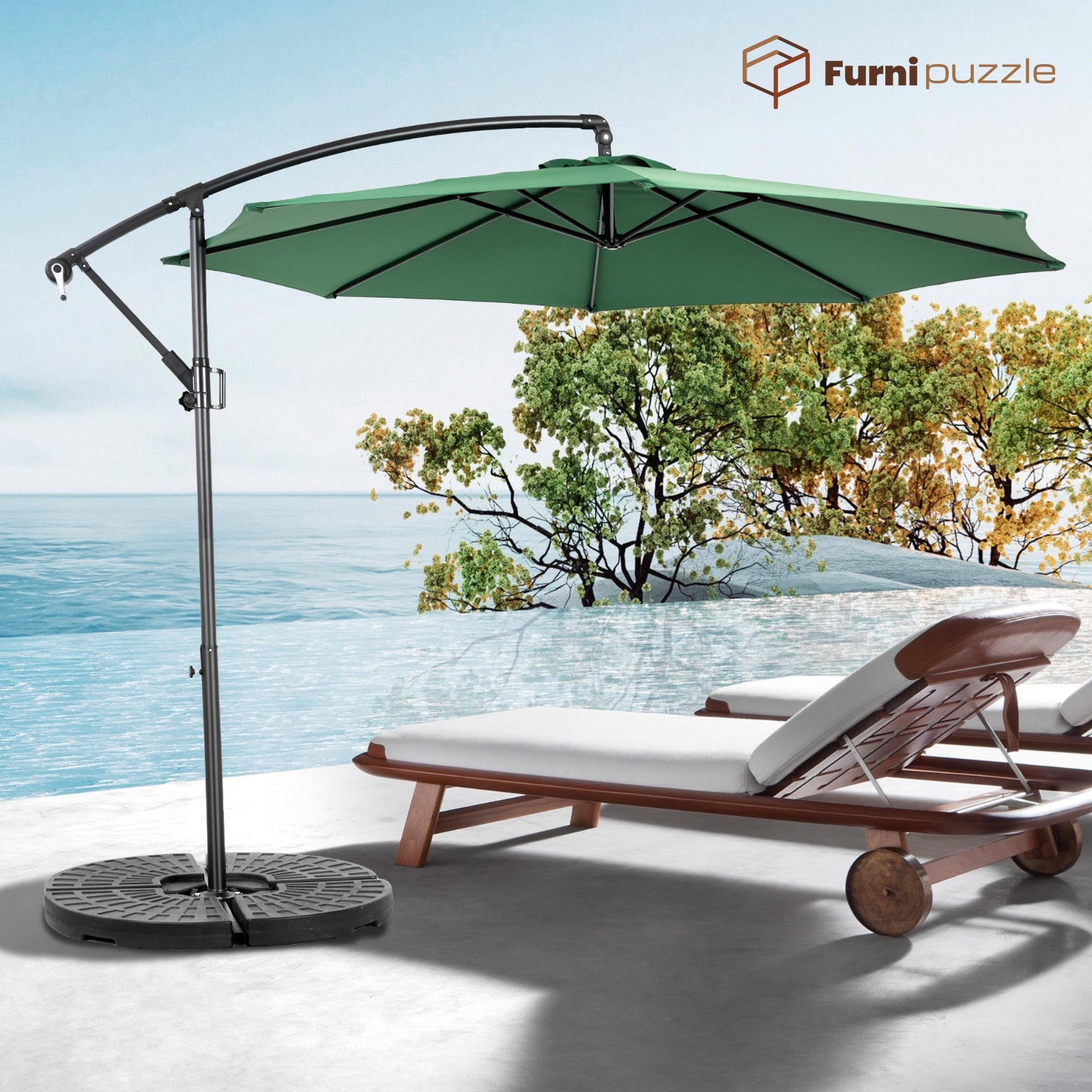 Furnipuzzle Patio Offset Umbrella Hanging Cantilever Umbrella
