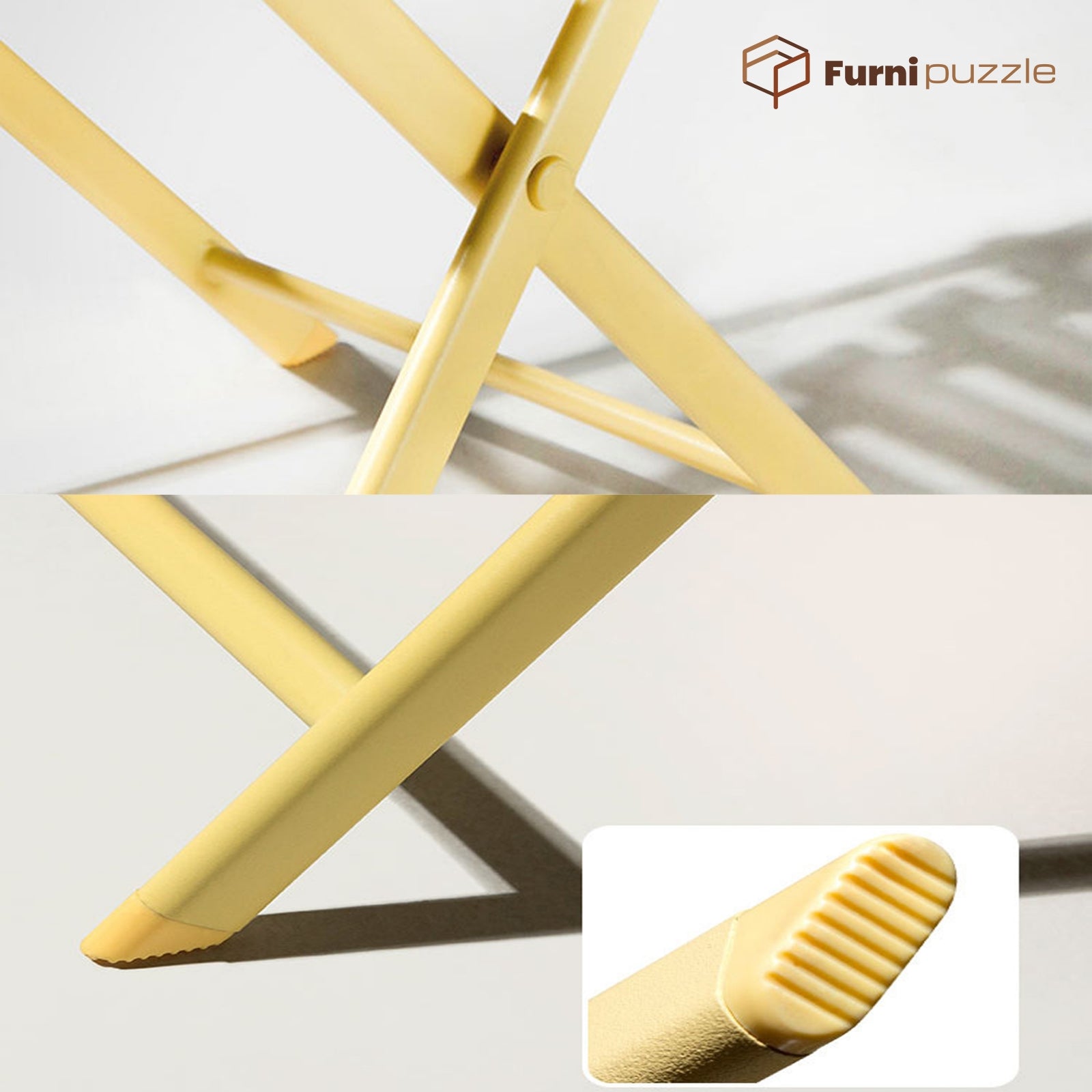 Furnipuzzle Garden Patio Foldable Round Table 3 Piece Set of Foldable Patio Table and Chairs