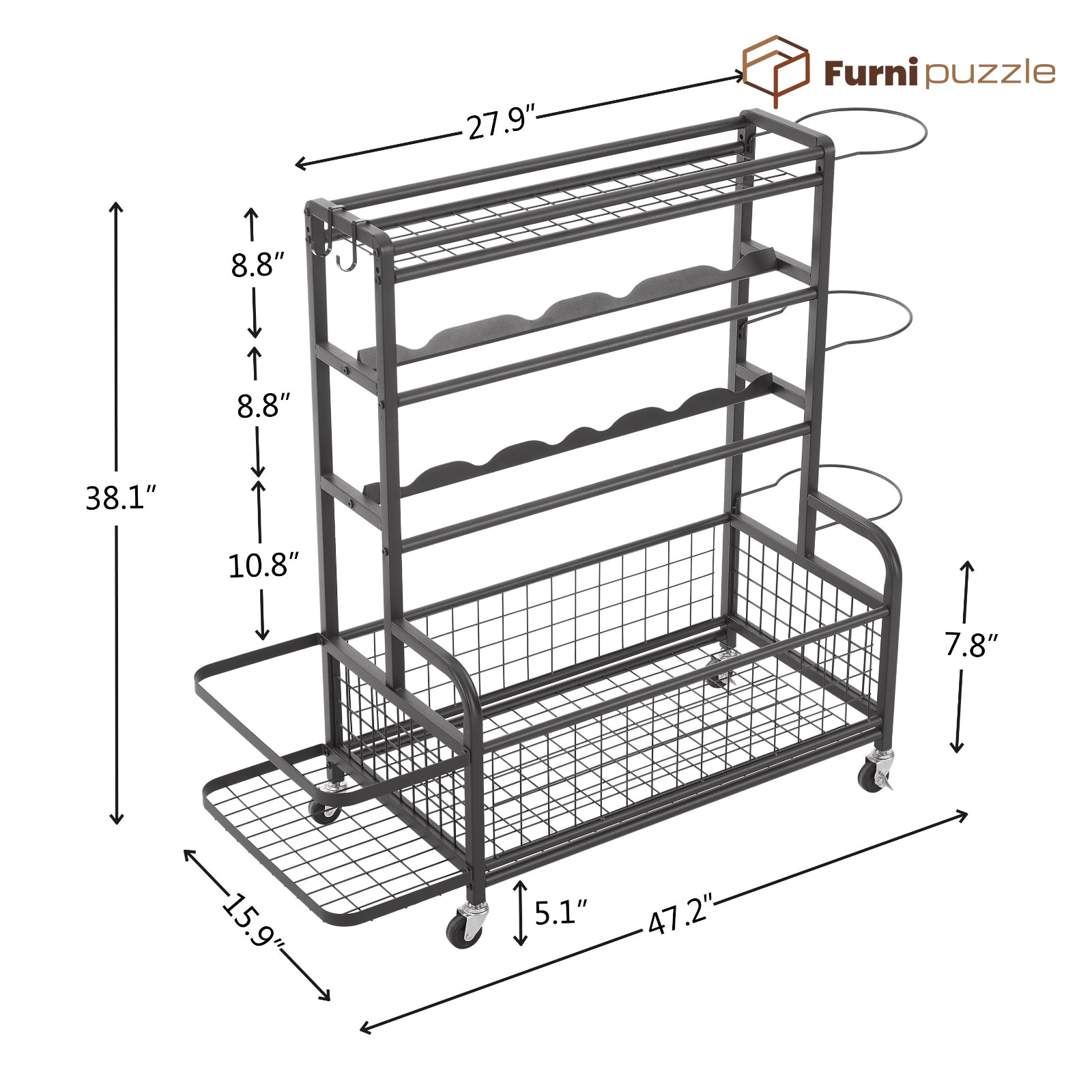 Furnipuzzle Equip Storage Rack Dumbbell Rack Multi-use Storage Rack