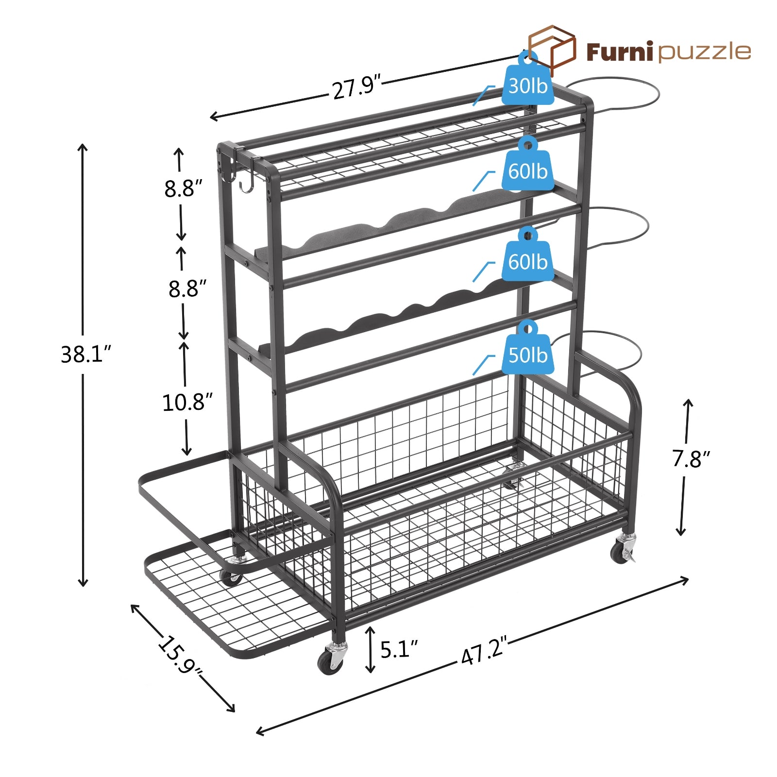 Furnipuzzle Equip Storage Rack Dumbbell Rack Multi-use Storage Rack