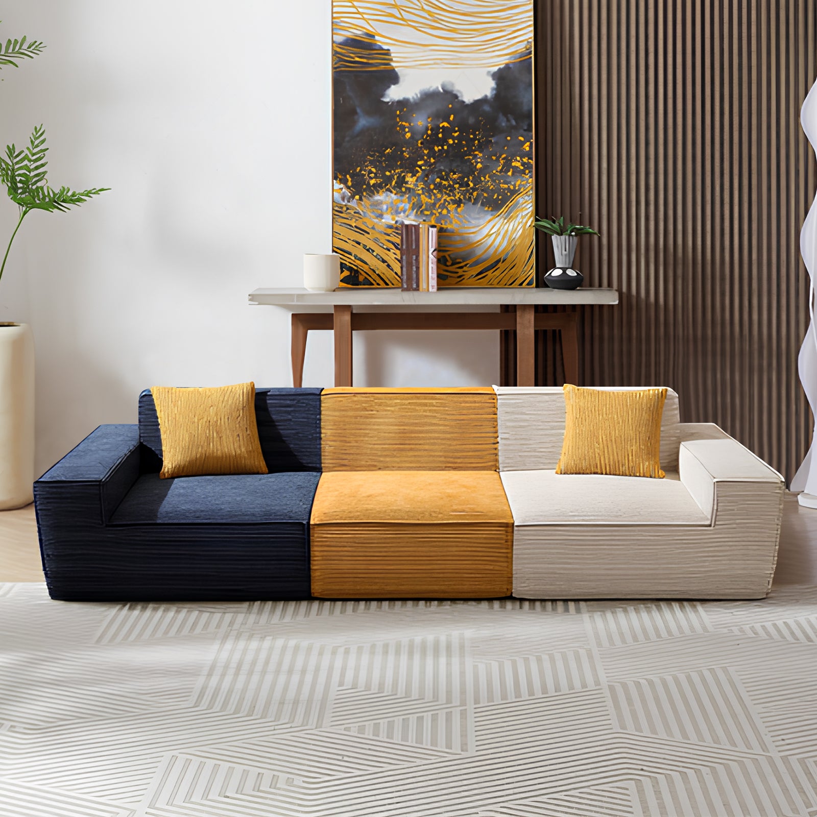 Furnipuzzle Modern Modular Sectional Compression Sofa U-Shaped Sectional Sofa Set