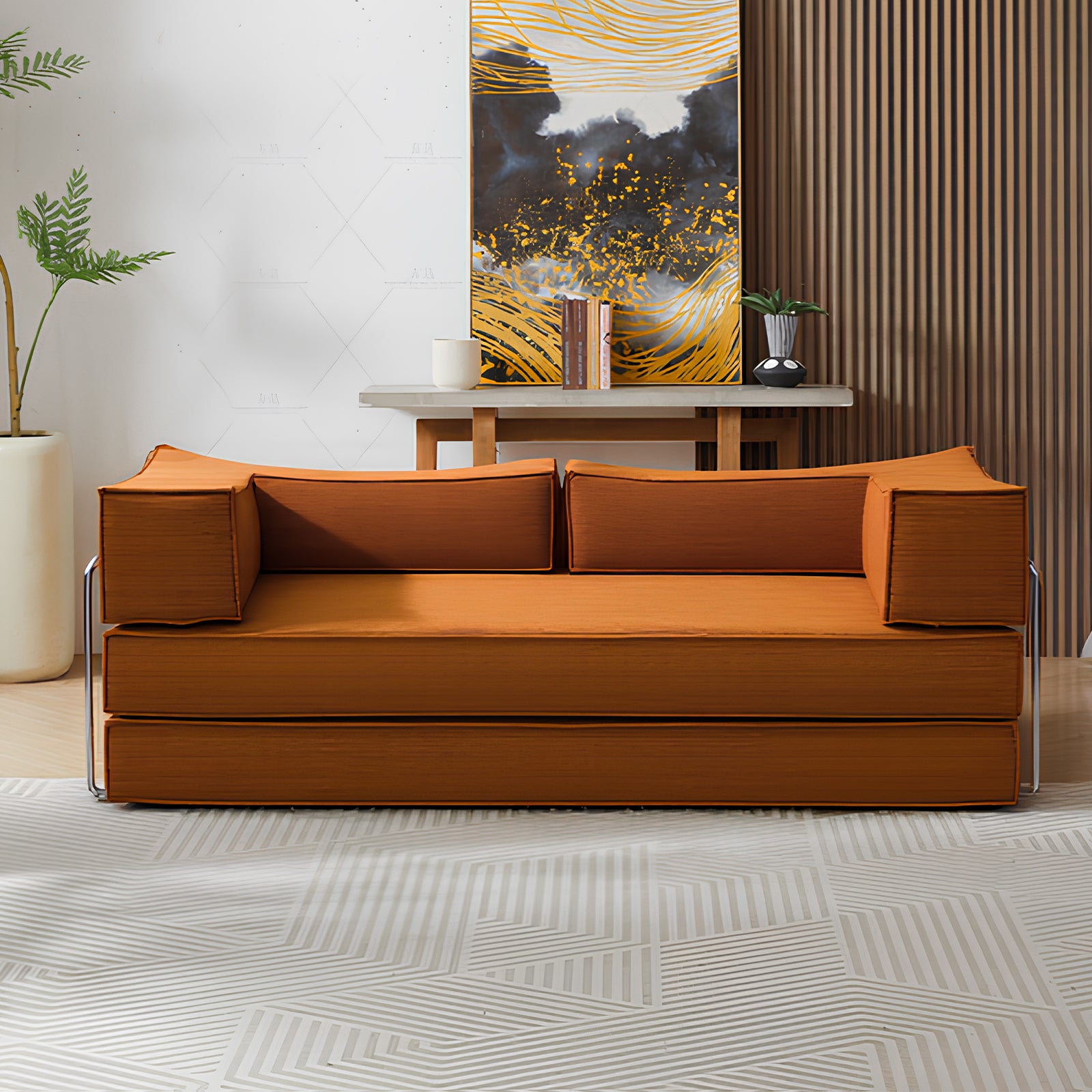 Furnipuzzle Modular Convertible Sleeper Sofa Bed – Extra Large with 2 Pillows