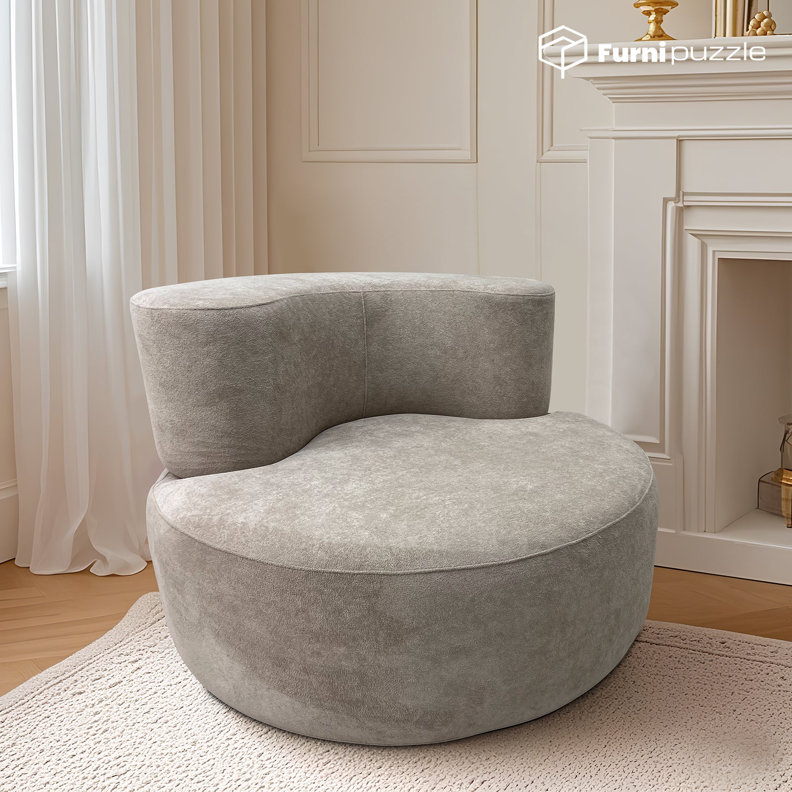 Furnipuzzle Large Sofa Curved Modular Sofa 3 Seater Sofa for Small Living Room