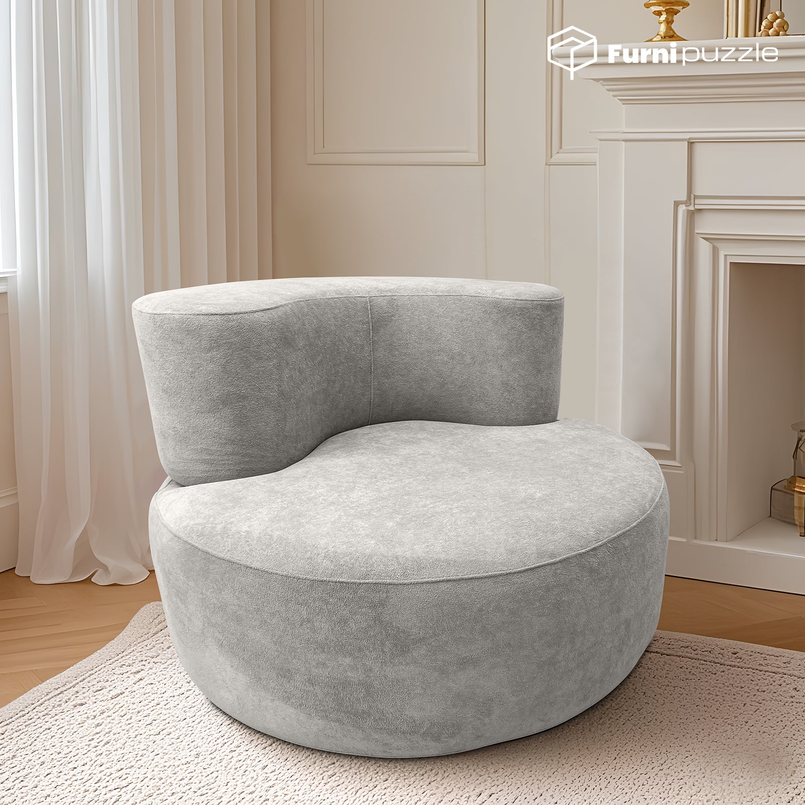 Furnipuzzle Large Sofa Curved Modular Sofa 3 Seater Sofa for Small Living Room