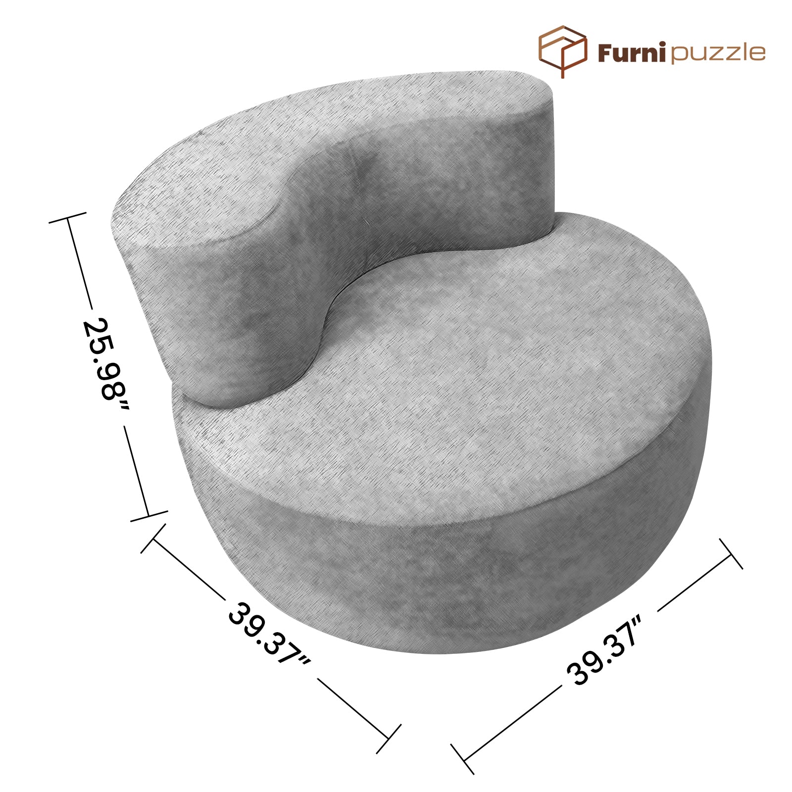 Furnipuzzle Large Sofa Curved Modular Sofa 3 Seater Sofa for Small Living Room