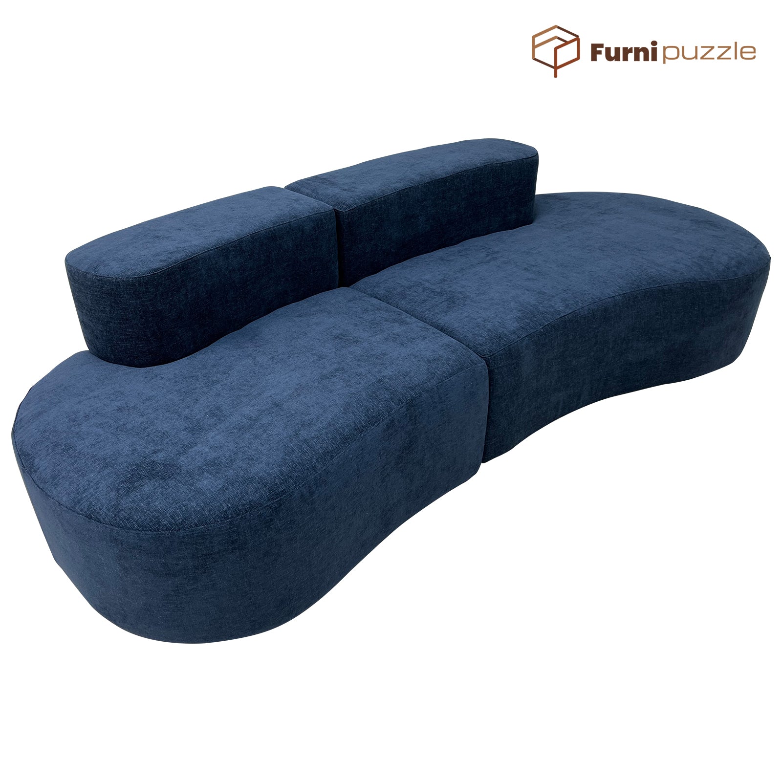 Furnipuzzle Large Sofa Curved Modular Sofa 3 Seater Sofa for Small Living Room