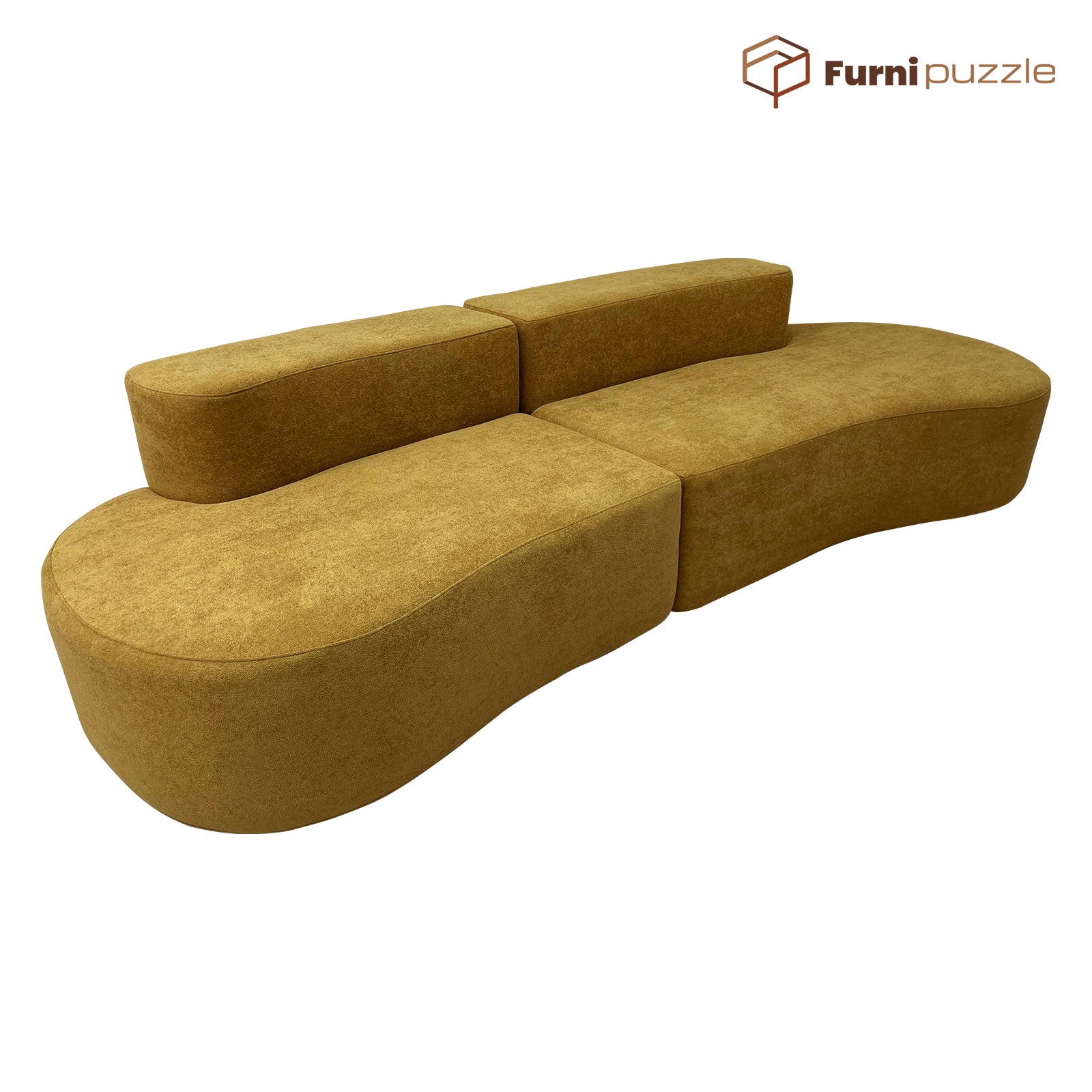 Furnipuzzle Large Sofa Curved Modular Sofa 3 Seater Sofa for Small Living Room