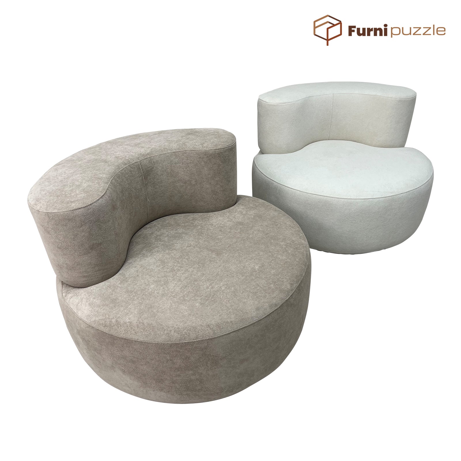 Furnipuzzle Large Sofa Curved Modular Sofa 3 Seater Sofa for Small Living Room