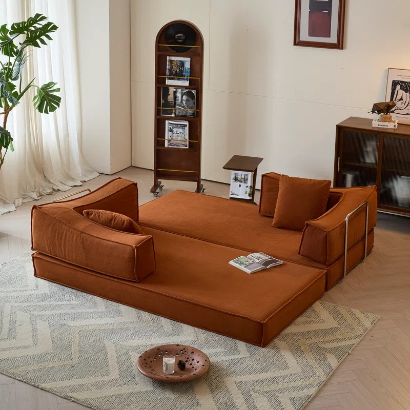 Furnipuzzle Modular Sofa Convertible Sleeper Sofa Bed With 2 Pillows