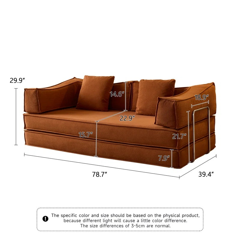 Furnipuzzle Modular Sofa Convertible Sleeper Sofa Bed With 2 Pillows