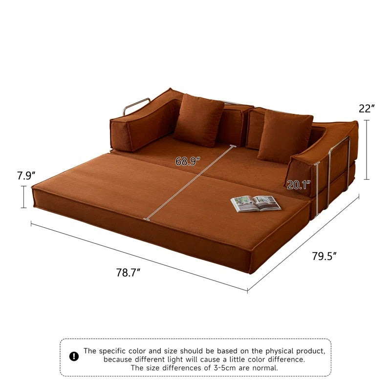 Furnipuzzle Modular Sofa Convertible Sleeper Sofa Bed With 2 Pillows