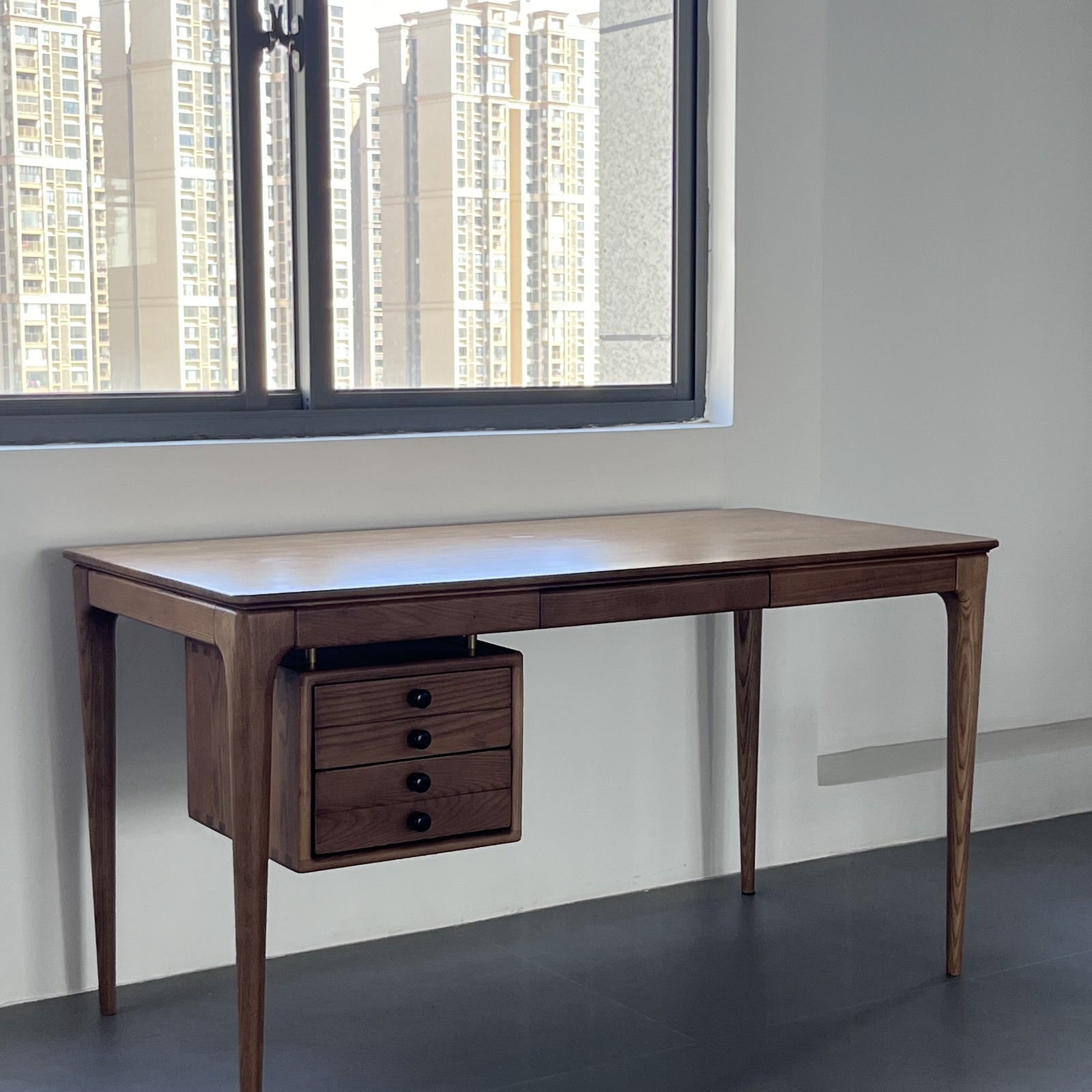 Furnipuzzle White Ash Wood Scandinavian Desk - Assemble-Ready Minimalist Design