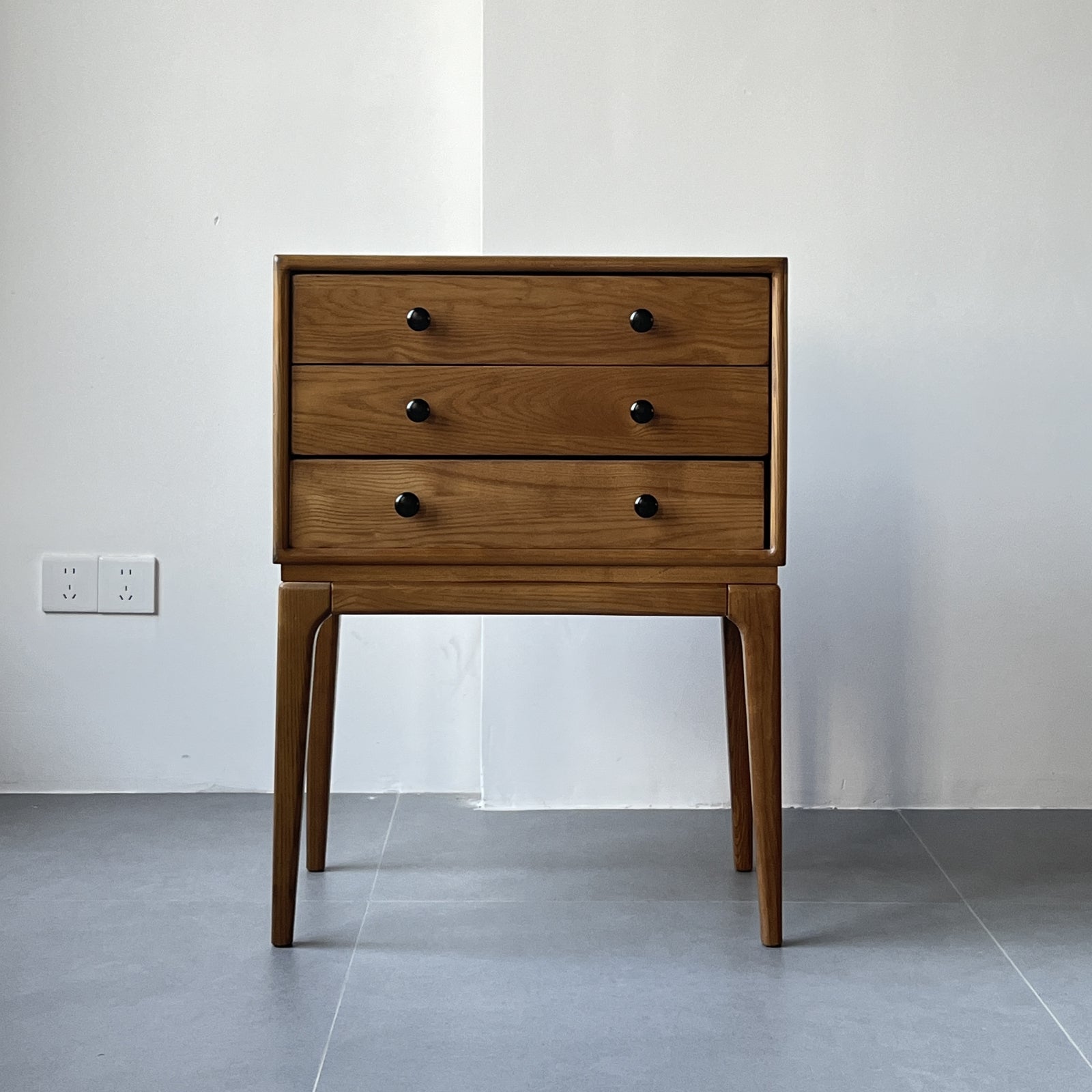 Furnipuzzle Scandinavian White Ash Wood Side Cabinet - Assemble-Ready Minimalist Design