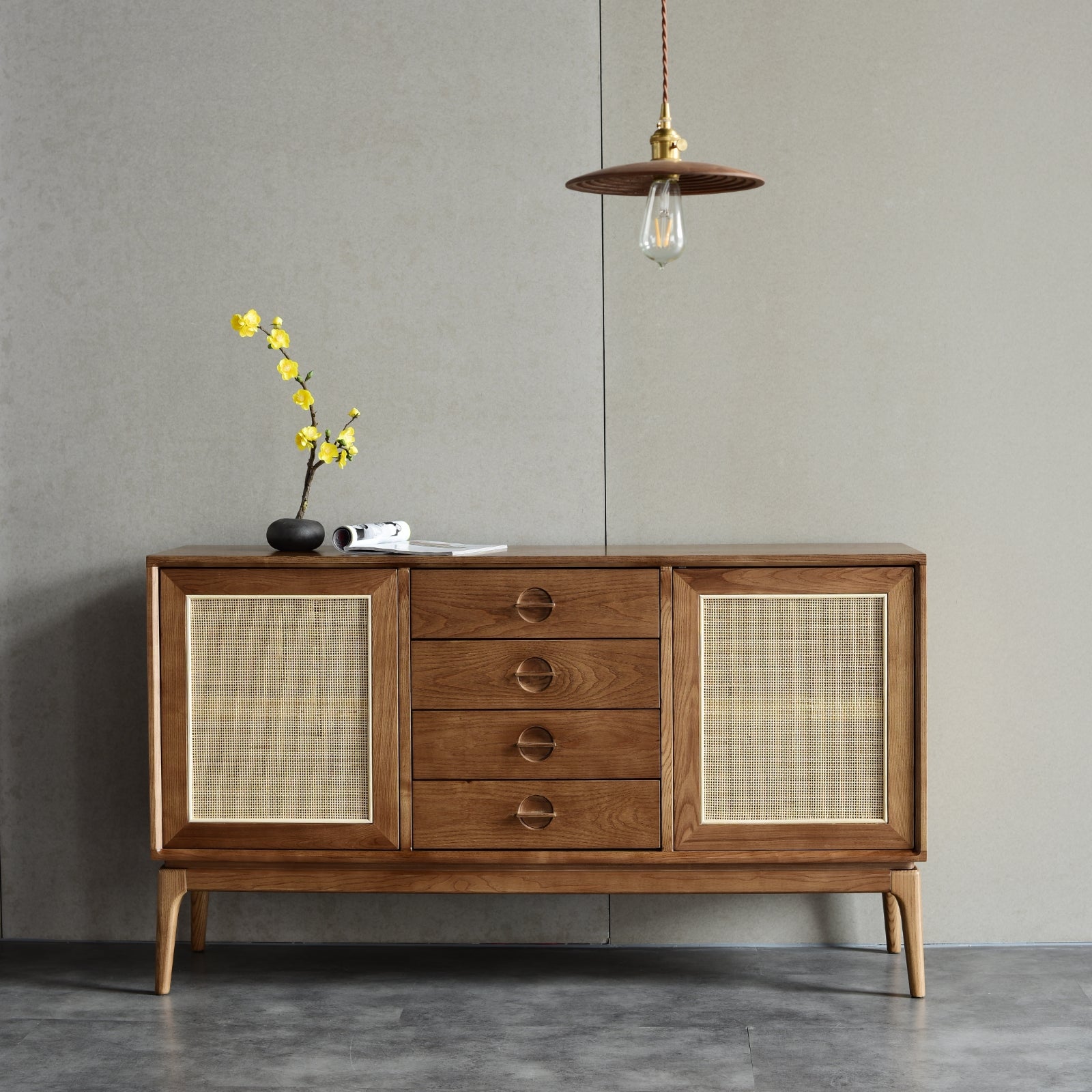 Furnipuzzle Scandinavian White Ash Sideboard - Assemble-Ready Minimalist Design