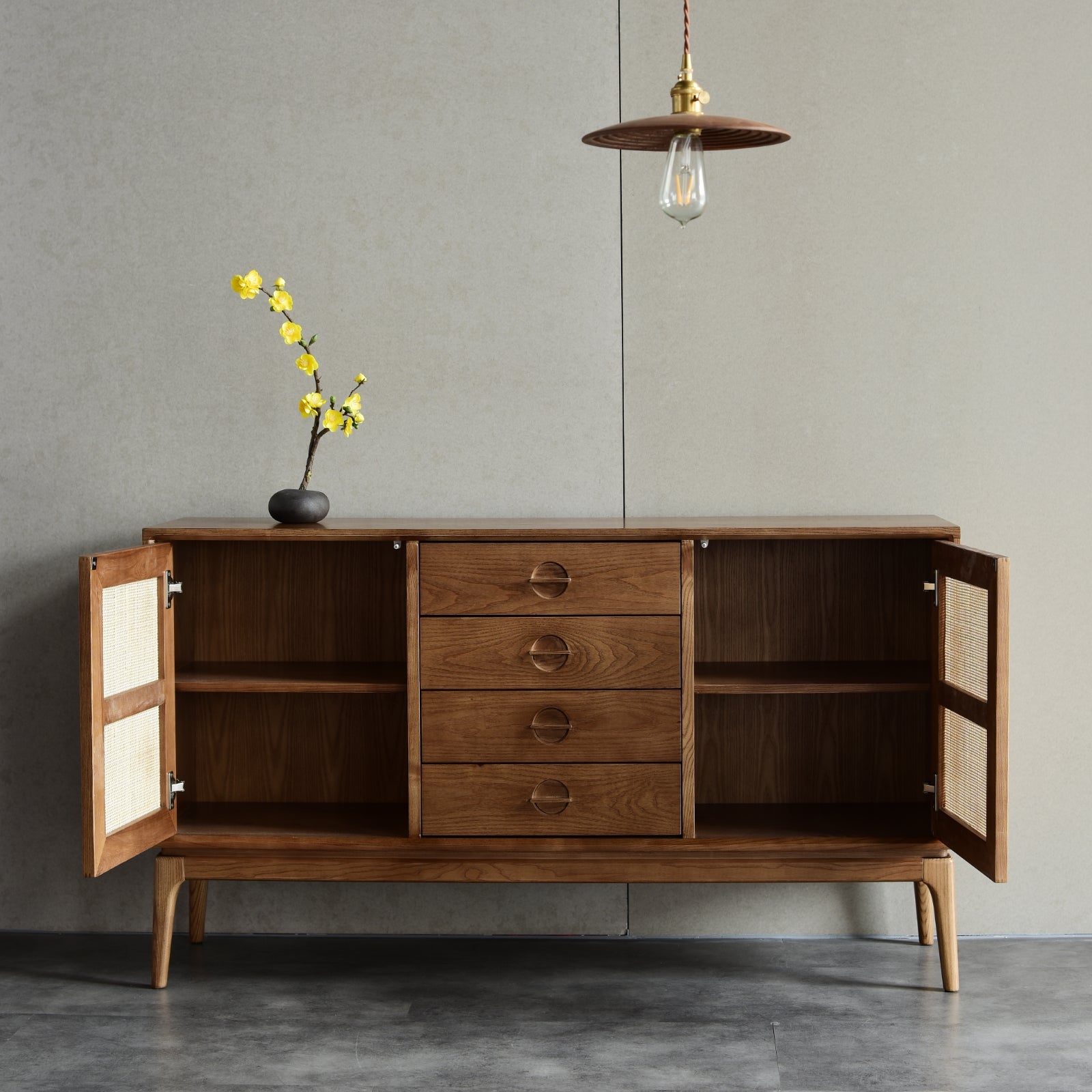 Furnipuzzle Scandinavian White Ash Sideboard - Assemble-Ready Minimalist Design