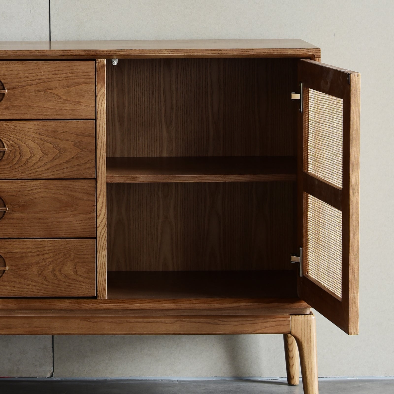 Furnipuzzle Scandinavian White Ash Sideboard - Assemble-Ready Minimalist Design