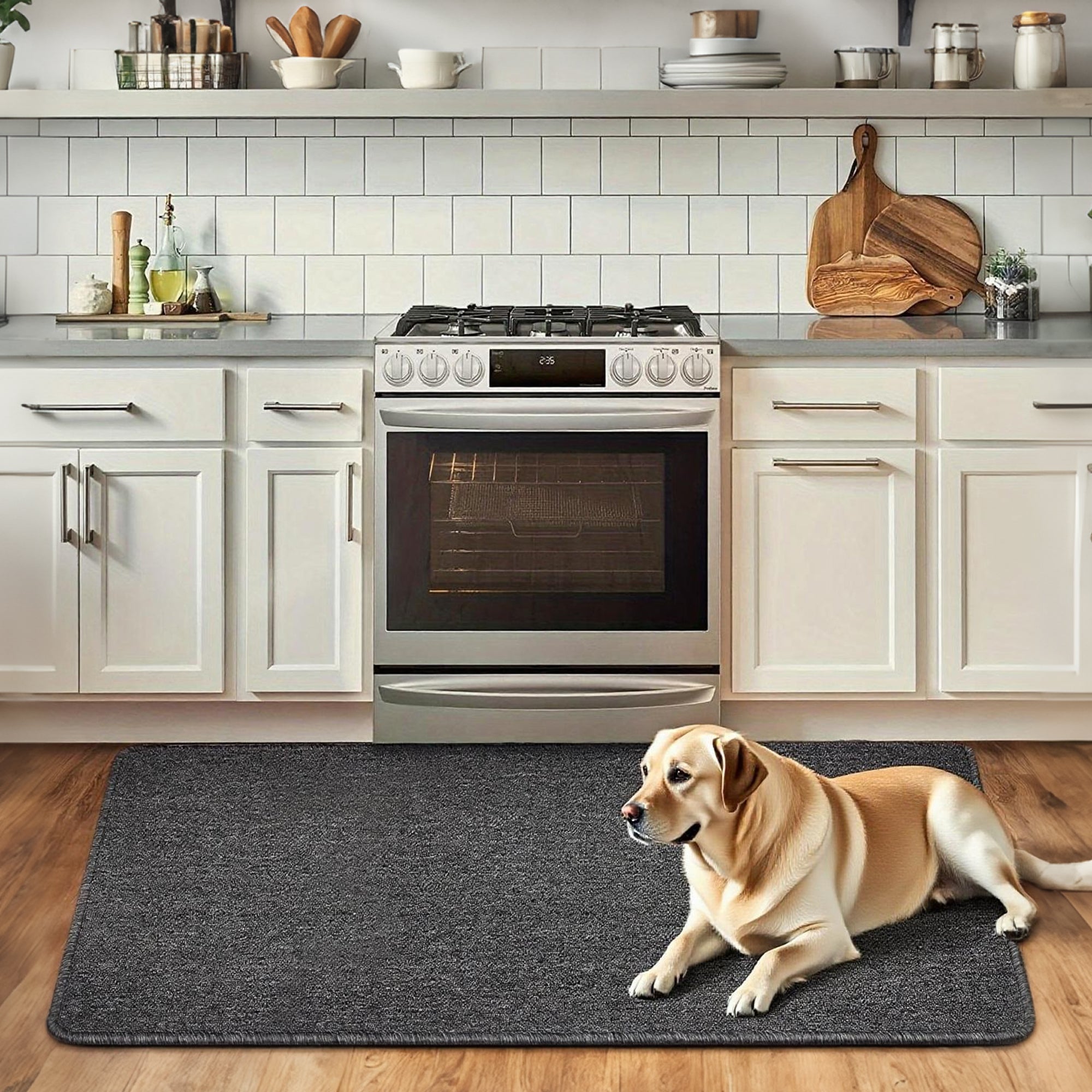 Furnipuzzle Two rolls of floor mats. The sizes are 3.94×1.44 ft and 2.62×1.44 ft respectively. These mats are stain - resistant, easy to clean, non - slip, and can relieve fatigue. They are suitable for various spaces.