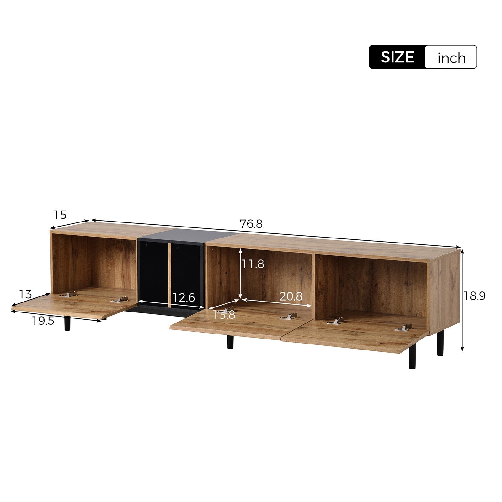 Furnipuzzle Modern TV Stand for 80" TVs with 3 Doors Large Storage Cabinet