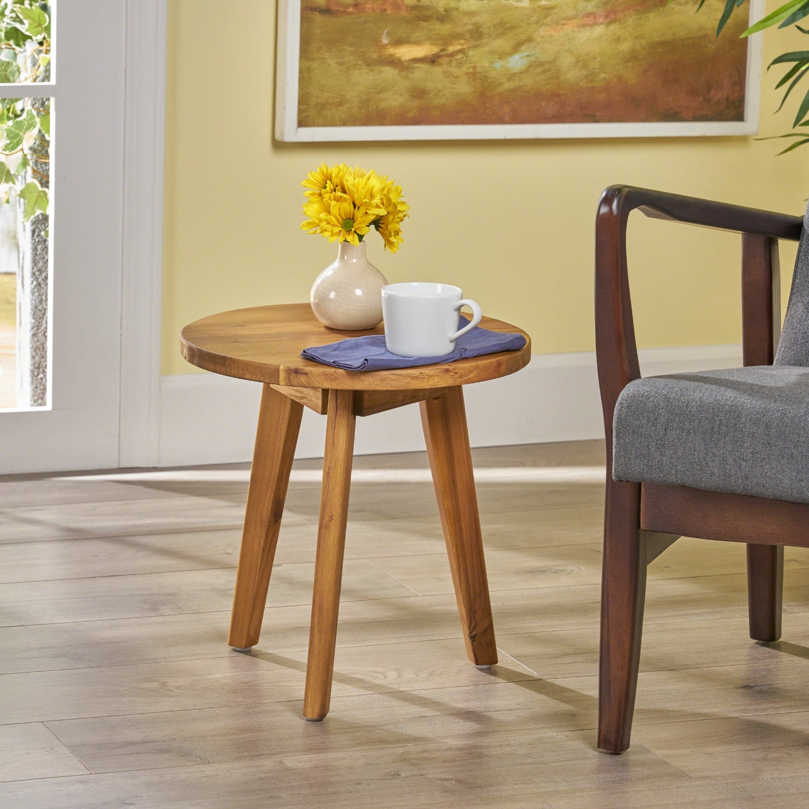 Furnipuzzle Minimalist Solid Wood Small Coffee Table - Eco-Friendly Design for Reception Areas