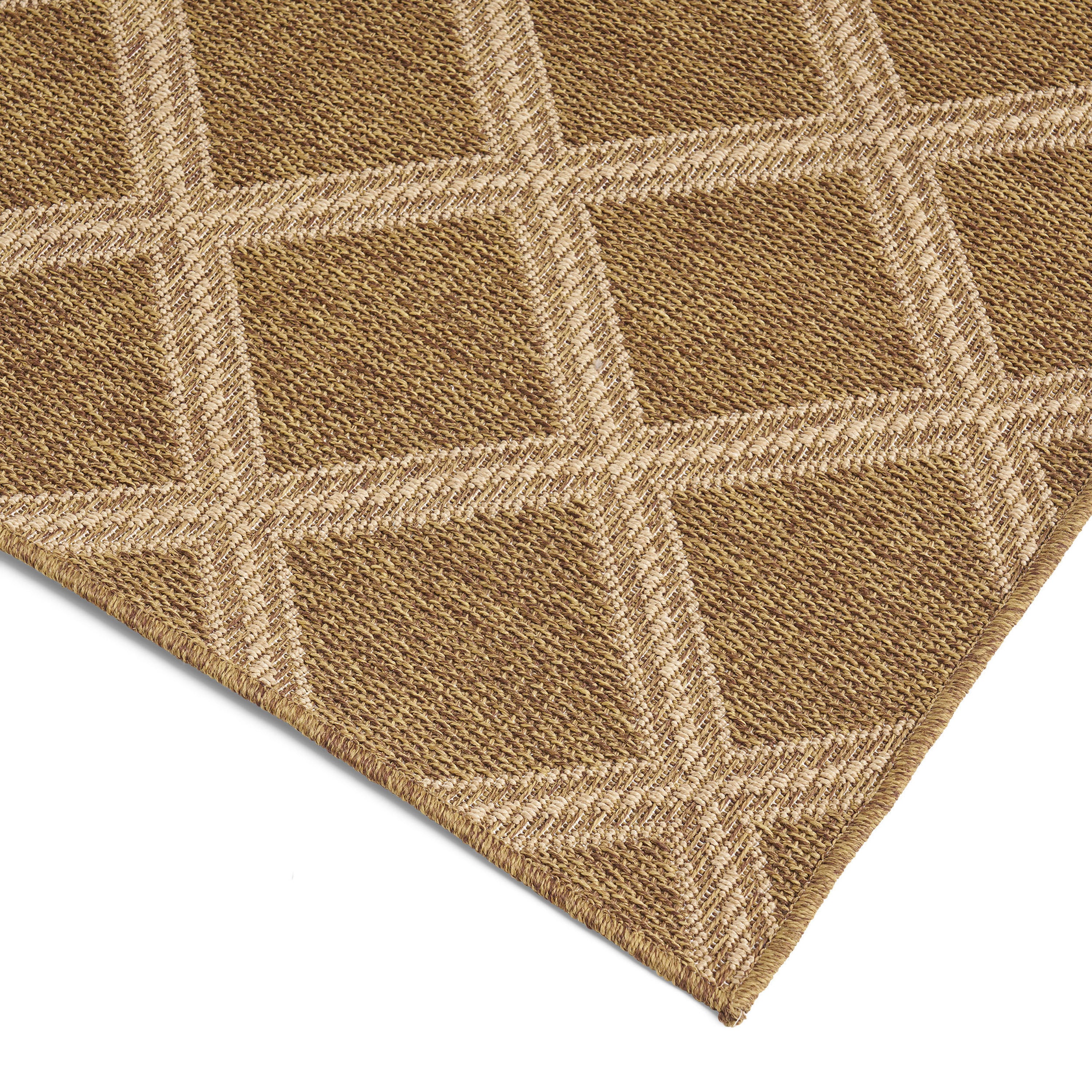 Furnipuzzle Earth - Toned Diamond Grid Rug，Size: 84" X 63"